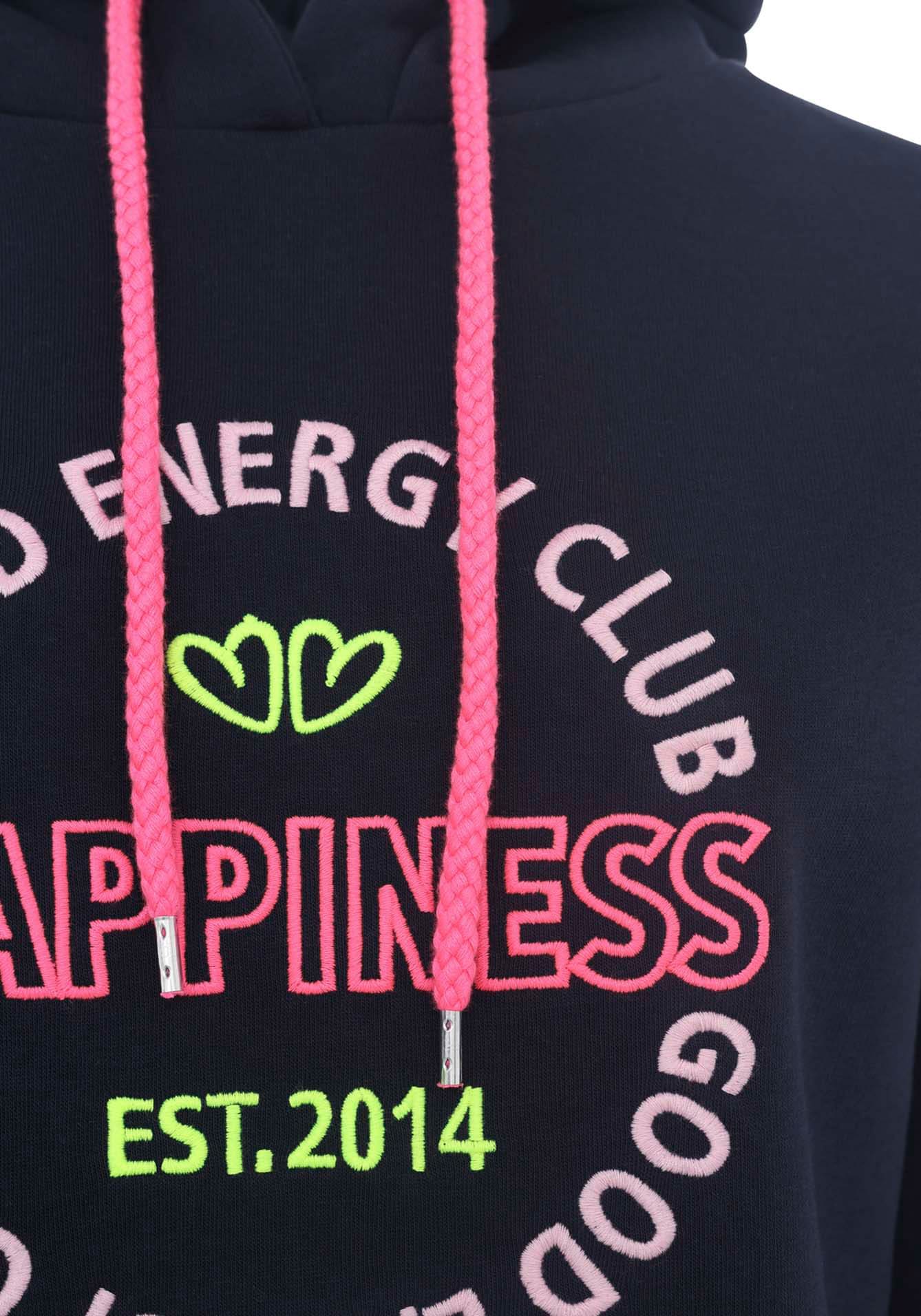 Zwillingsherz Sweatshirt, gestickter Schriftzug, Kapuze, Langarm, Kängurutasche, Kordelzug