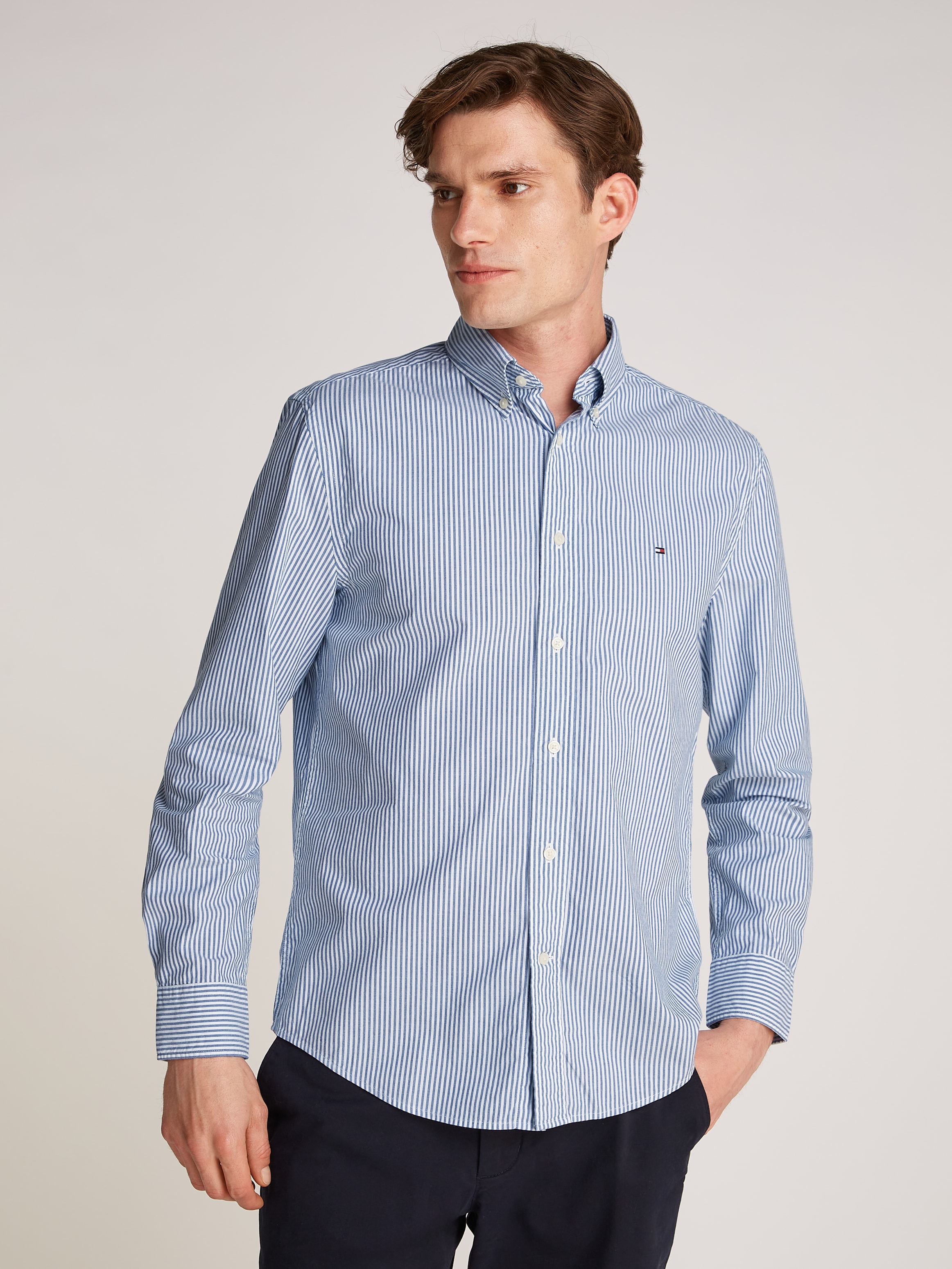 Tommy Hilfiger Langarmhemd »FLEX POPLIN CLASSIC STP RF SHIRT«, mit Sreifenmuster
