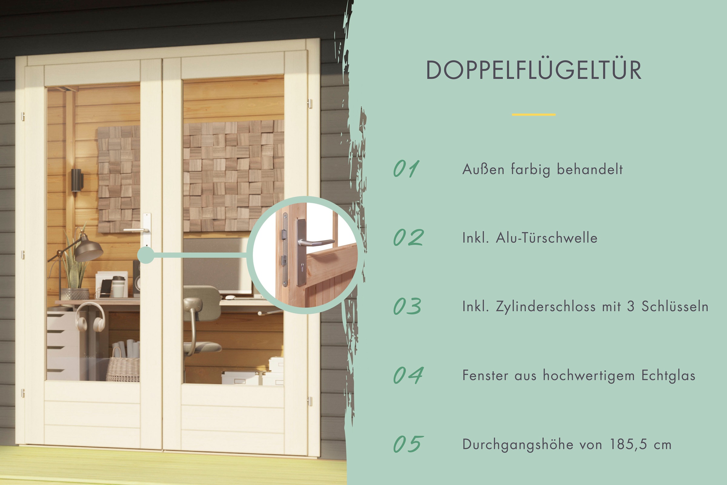 Karibu Saunahaus »Maiko 2A« Set,  Ofen 9 KW externe Strg easy