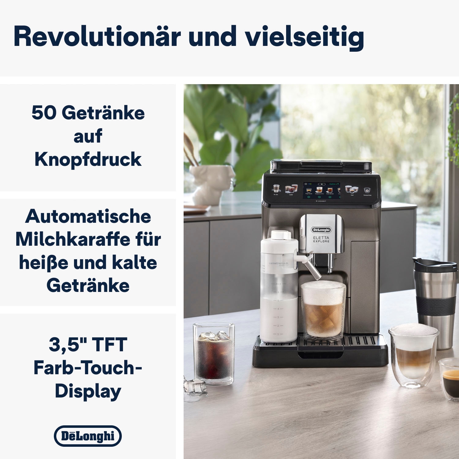 De'Longhi Kaffeevollautomat »Eletta Explore Cold Brew Extraction ECAM450.86.T«, Titan