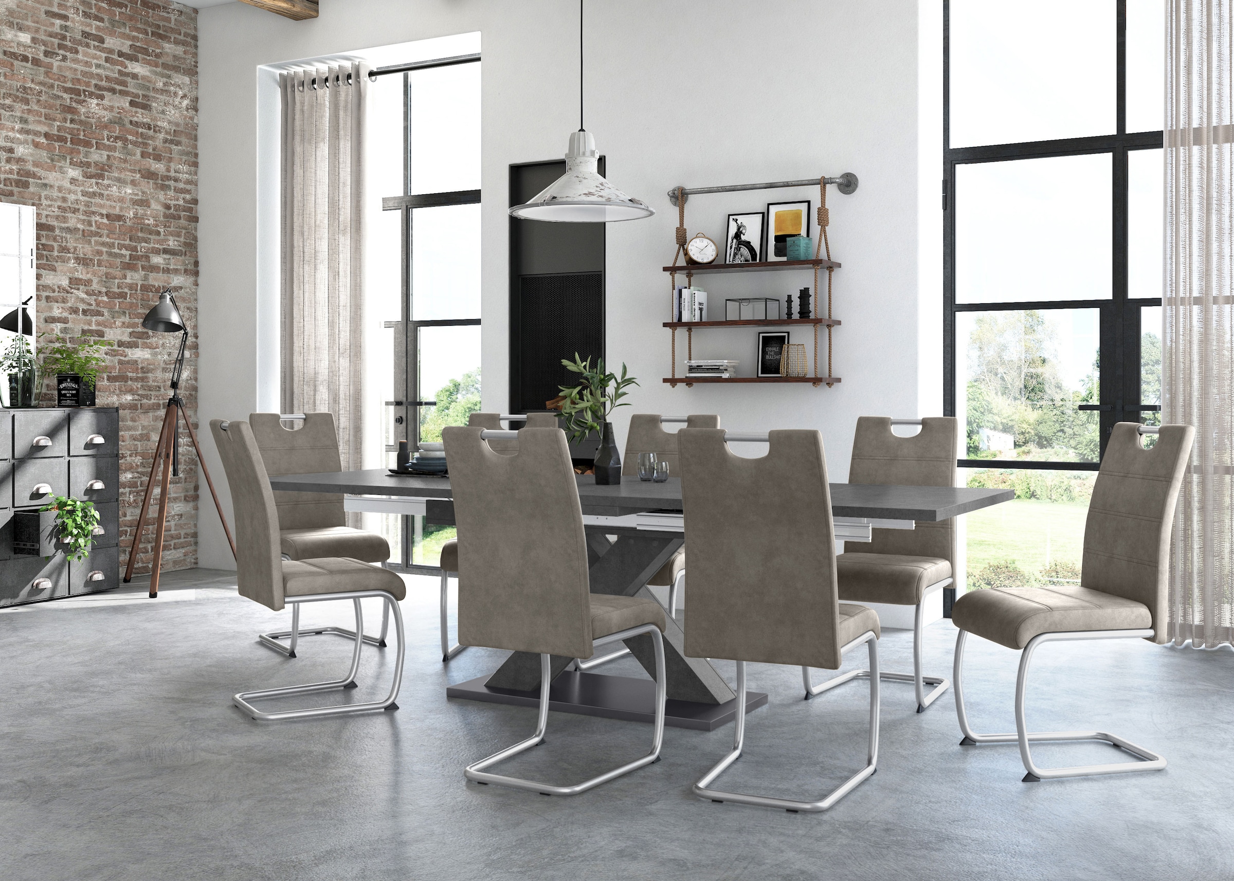 Mäusbacher Esstisch »Komfort Tisch TOPSELLER!«, (OTTOs Choice), Mäusbacher Esstisch mit X Gestell und Bodenplatte. Breite 160-260