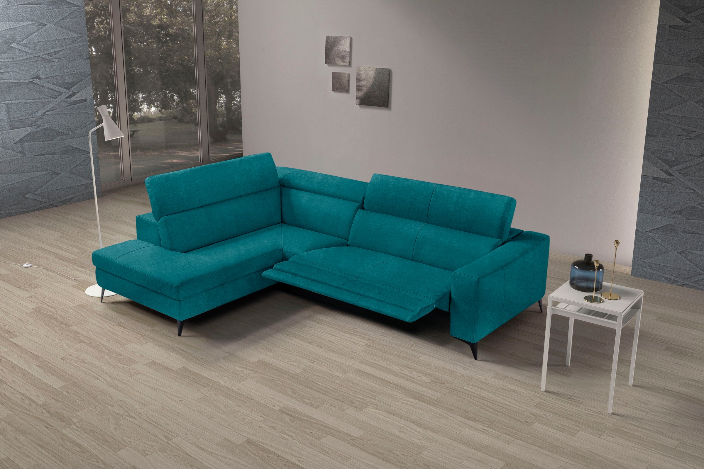 Egoitaliano Ecksofa »Edith, Designsofa mit hohem Sitzkomfort, L-Form«, inkl. elektrischer Relaxfunktion und manuell verstellbaren Kopfteilen
