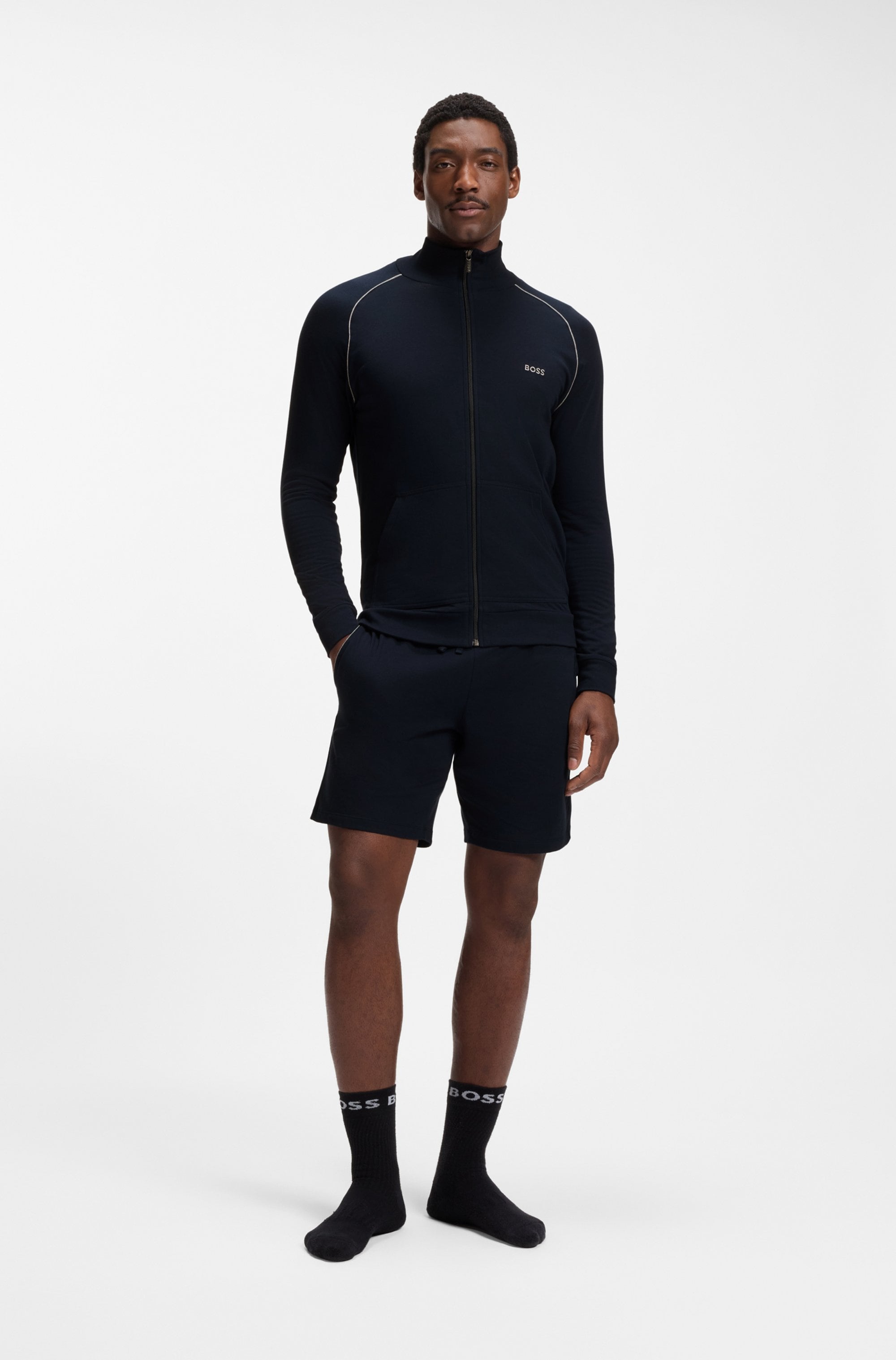 BOSS Sweatjacke »Mix&Match Jacket Z« mit Kontrastnaht am Ärmel