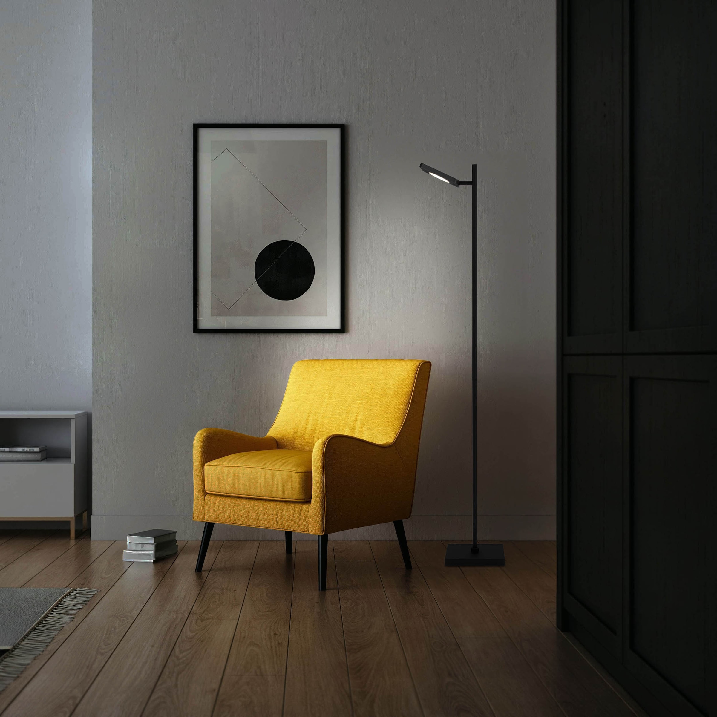 näve LED Stehlampe »Lupa« LED-Modul 1 Stk. Warmweiß Akkuleuchte, USB-C Kabel, schwarz, dimmbar(Touch), Schirm drehbar