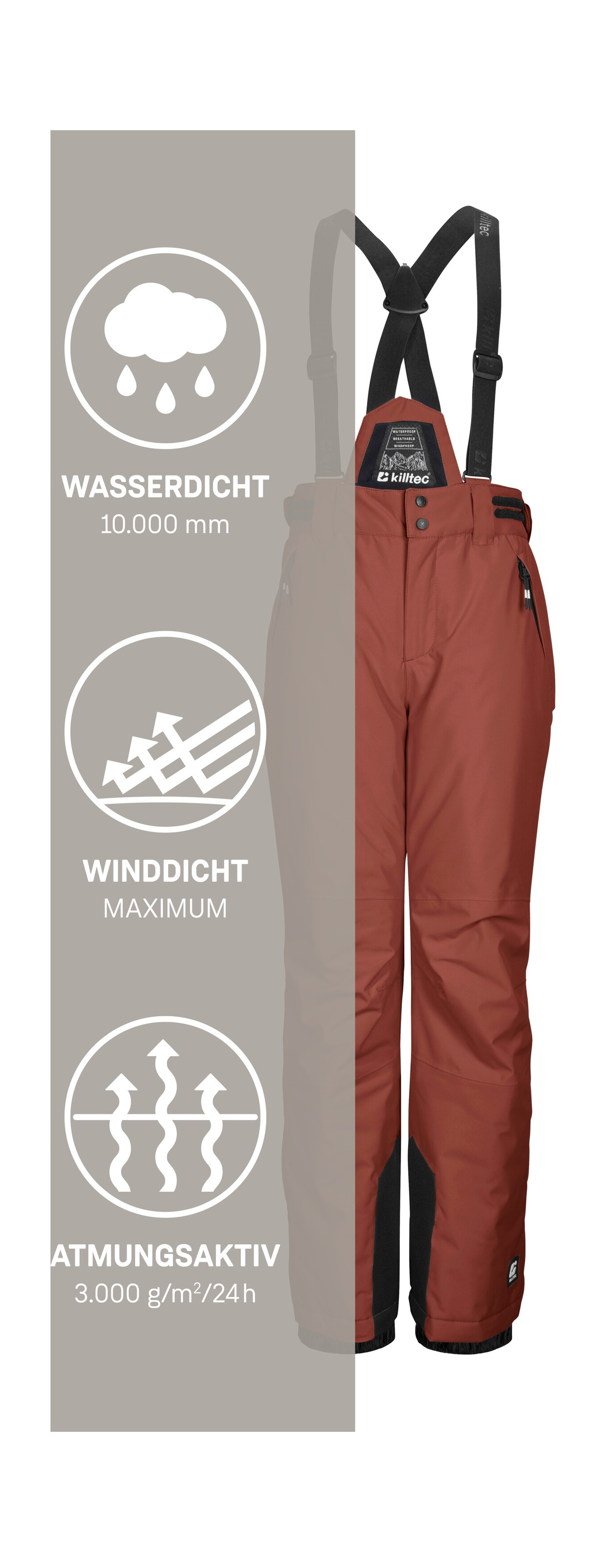 Killtec Skihose »KSW 214 BYS SKI PNTS«  Wasserdichte, atmungsaktive Skihose mit verstellbarem Latz.