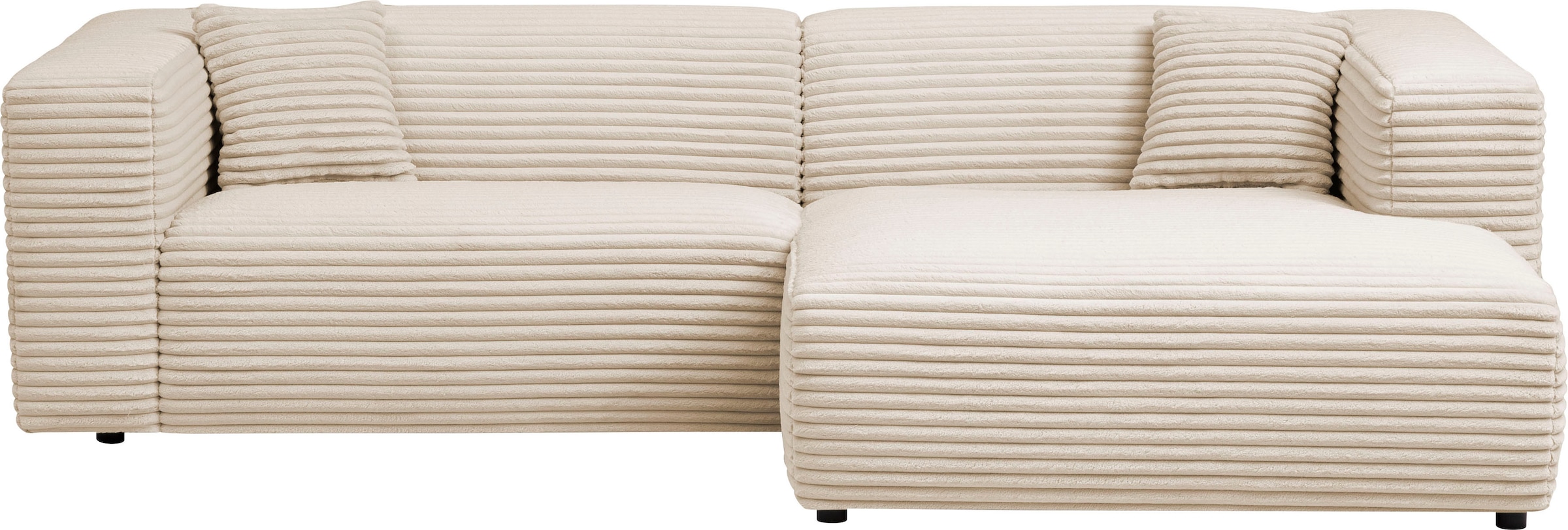 andas Ecksofa »BAKELS, L-Form in Cord oder Boucle-Stoff, moderne Couch«, wahlweise Recamiere rechts/links, bequemer Sitzkomfort