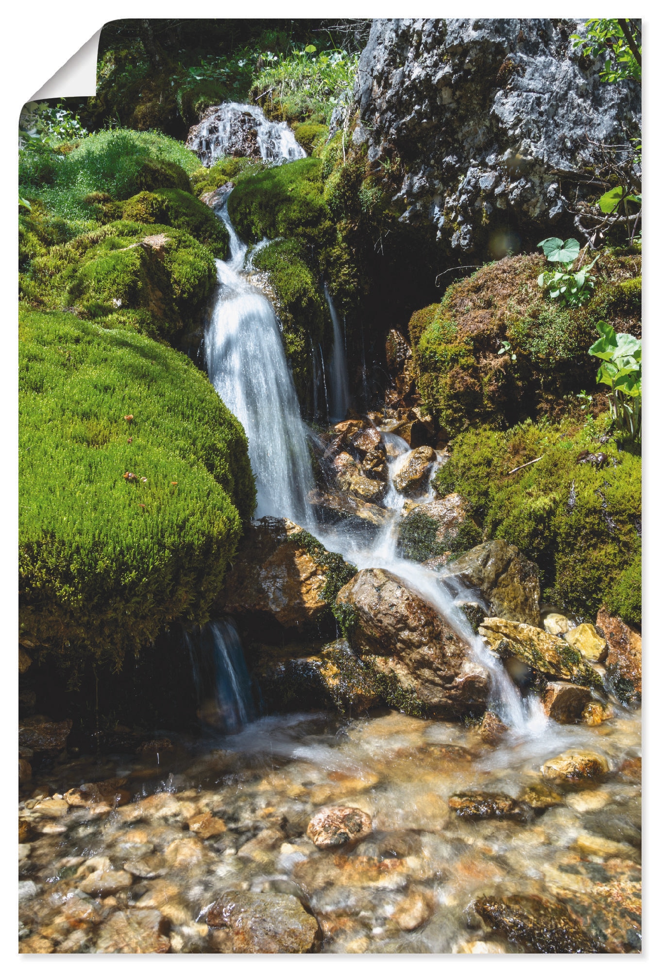 den in als oder Alubild, Größen »Kleiner Wandbild Artland Wandaufkleber bestellen Wasserfall (1 Rechnung versch. in Leinwandbild, Bergen«, Gewässer, auf Poster St.),