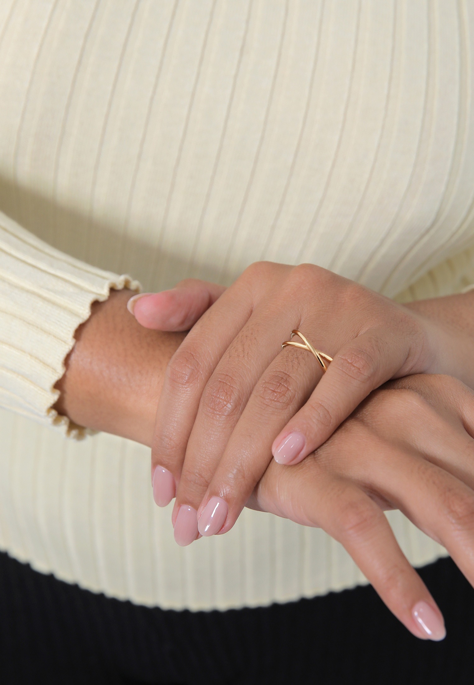 Elli Premium Silberring »Ring X Kreuz Wickelring 375 Gelbgold«