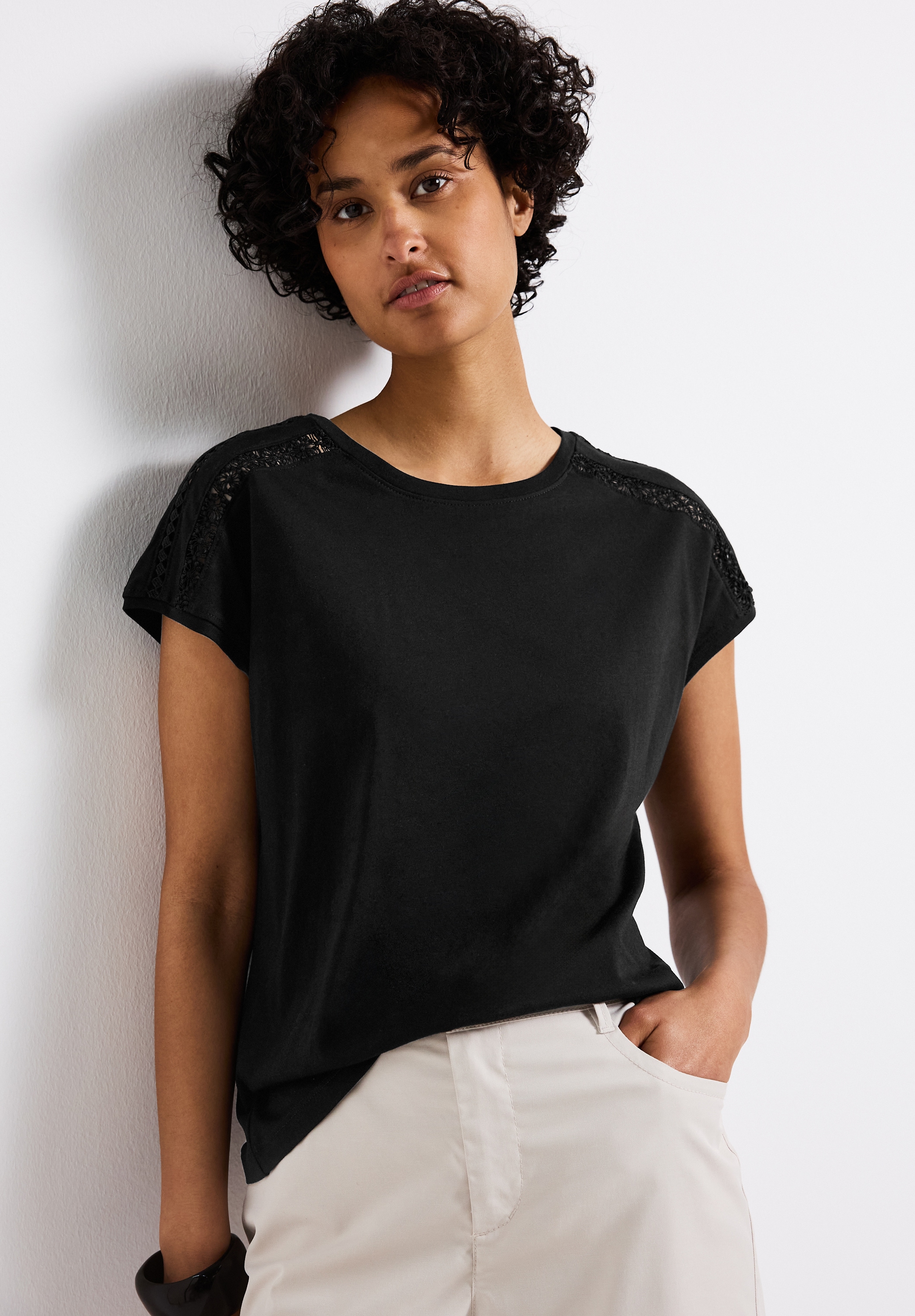 STREET ONE T-Shirt, mit Häkeldetails