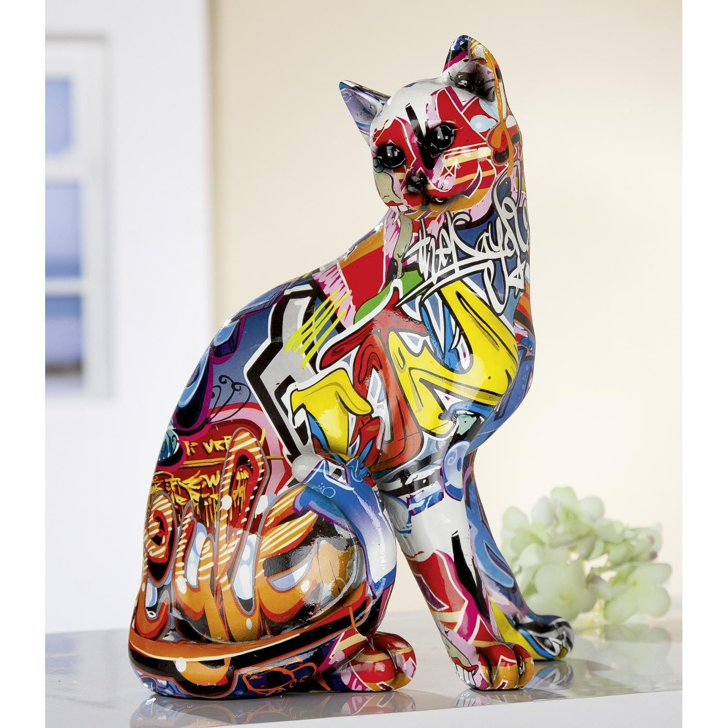 GILDE Dekofigur »Figur Pop Art Katze« Dekoobjekt, Tierfigur, Höhe 29 cm, Wohnzimmer