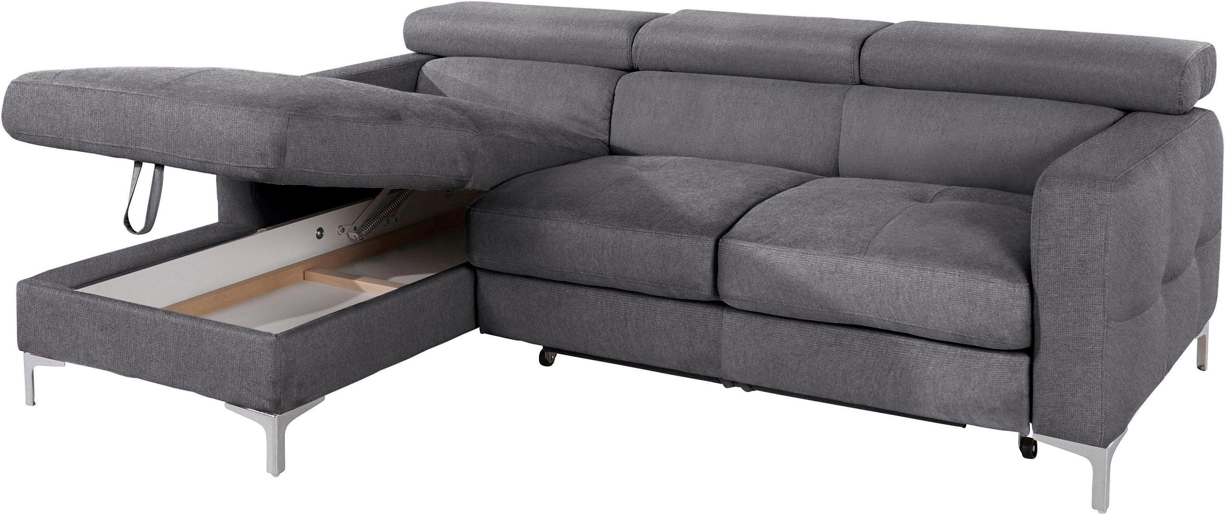 COTTA Polstergarnitur »Sammy L-Form«, (Set), Set bestehend aus: Ecksofa mit Kopfteilverstellung & Hocker