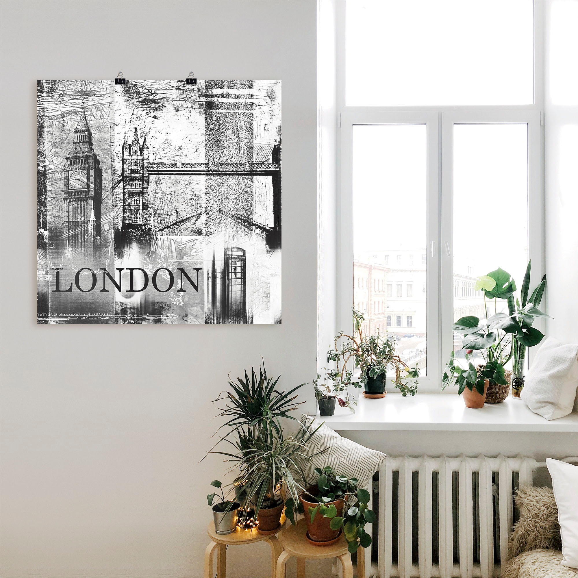 Artland Poster »London Skyline Abstrakte Collage 04«, Gebäude, (1 St.), als Leinwandbild, Wandaufkleber oder Poster in versch. Größen