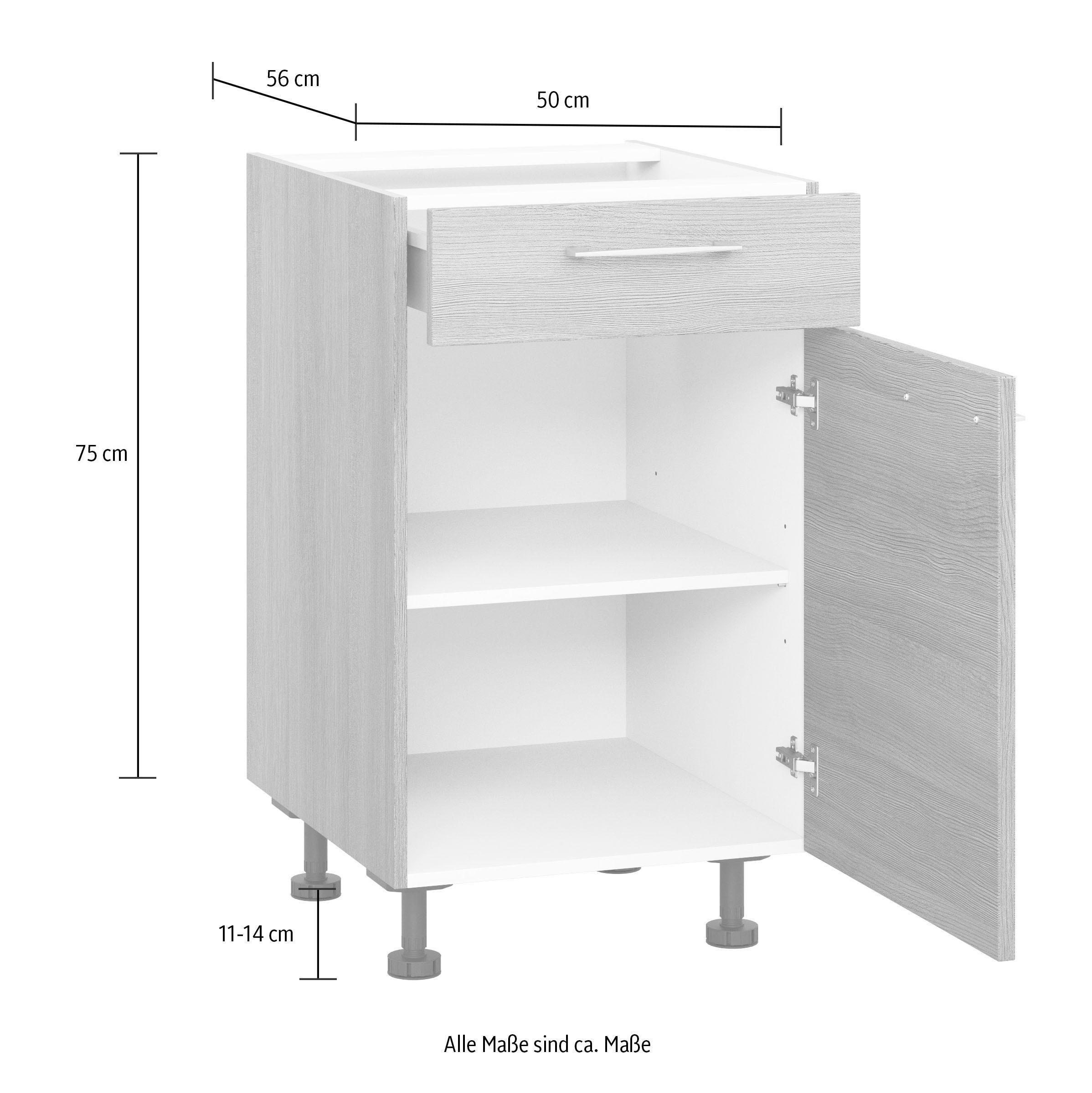 Express Küchen Unterschrank »Trea US50«, Breite 50 cm, 75 einer einem Einlegeboden, Höhe Tür, und bestellen Auszug auf mit Raten cm