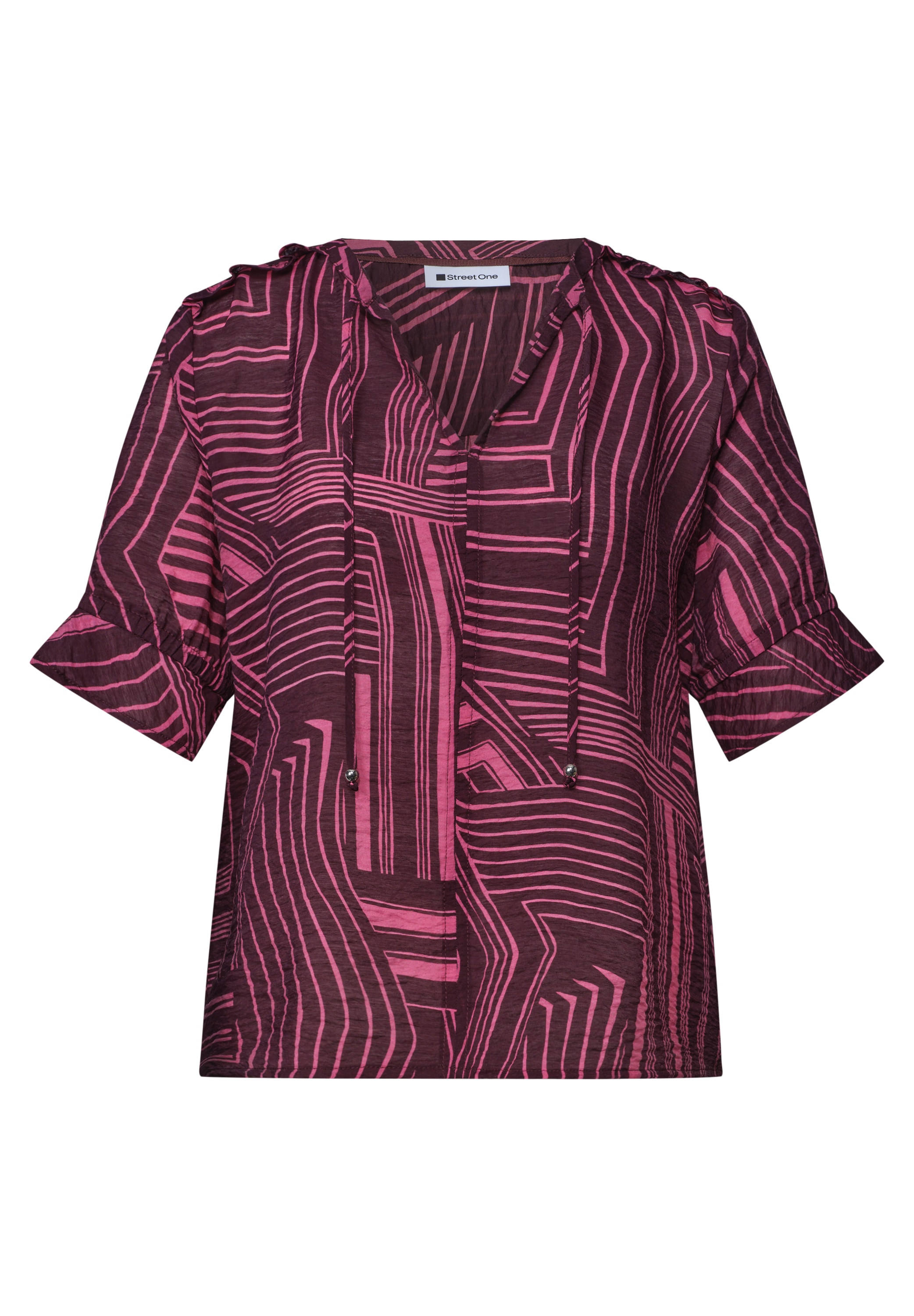STREET ONE Kurzarmbluse Kurzarm Tunika-Sommerbluse mit grafischem Muster