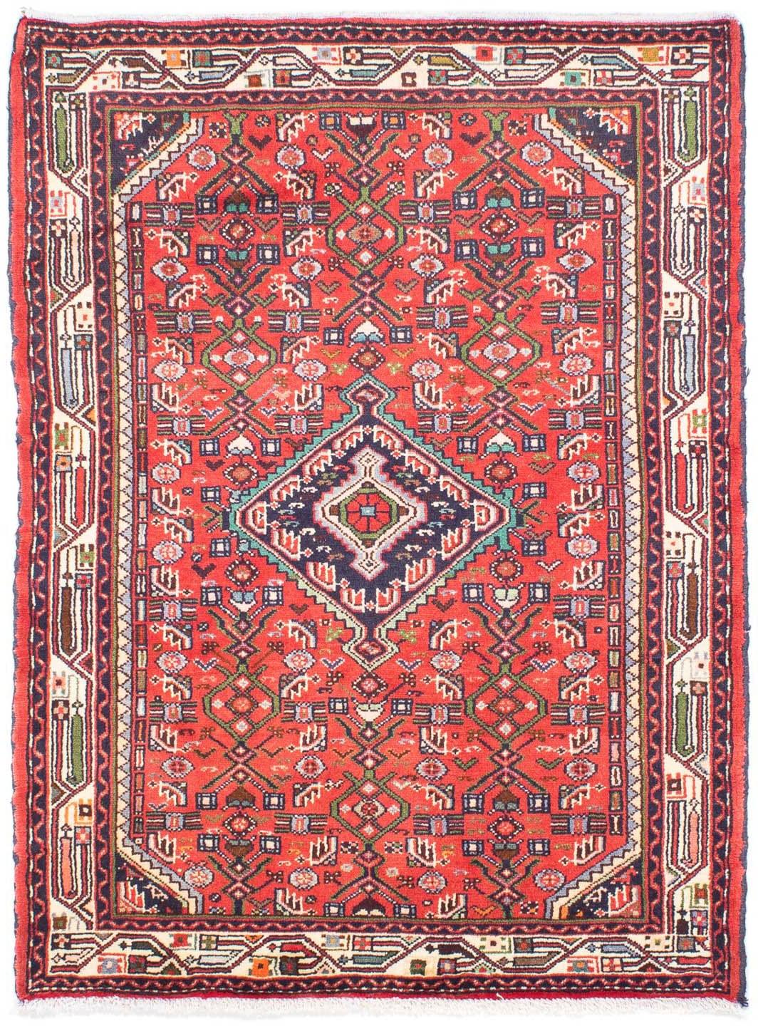 morgenland Orientteppich »Perser - Nomadic - 143 x 104 cm - rot«, rechteckig, Wohnzimmer, Handgeknüpft, Einzelstück mit Zertifikat