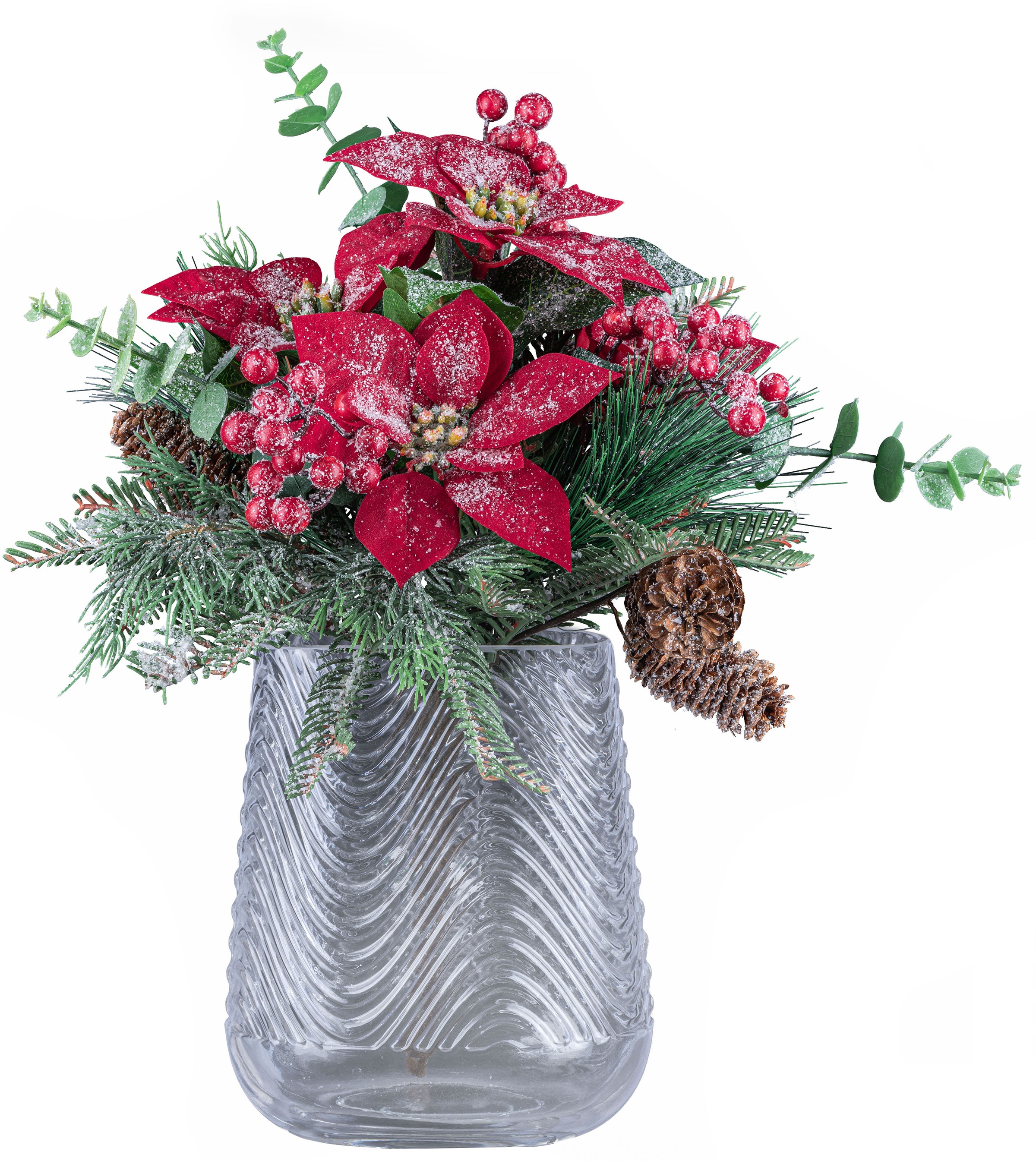 St., auf mit Bouquet), Creativ geeister »Weihnachtsdeko«, 1 1 kaufen in Poinsettien-Mixbund Rechnung 2 Optik (Set, Dekovase Vase, deco