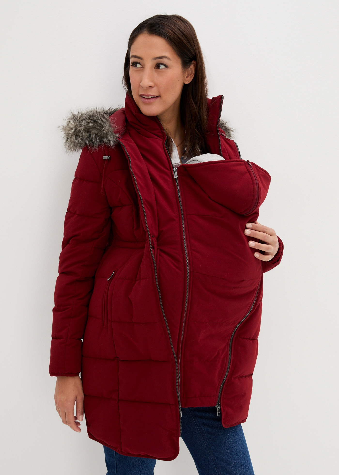 bonprix Umstandsjacke »3-in-1 warm wattierte Umstands- und Tragejacke« mit Kapuze 3-in-1 Tragefunktion für Schwangerschaft und Babytragen