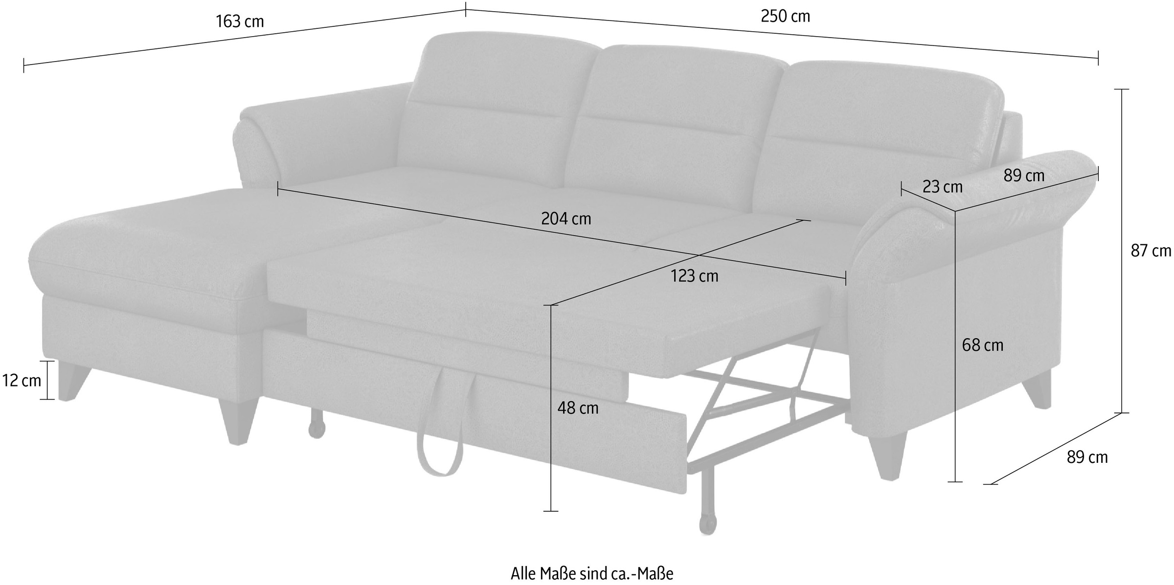 sit&more Ecksofa »Mellum L-Form«, Federkern, wahlweise mit Bettfunktion, Bettkasten und Armteilfunktion