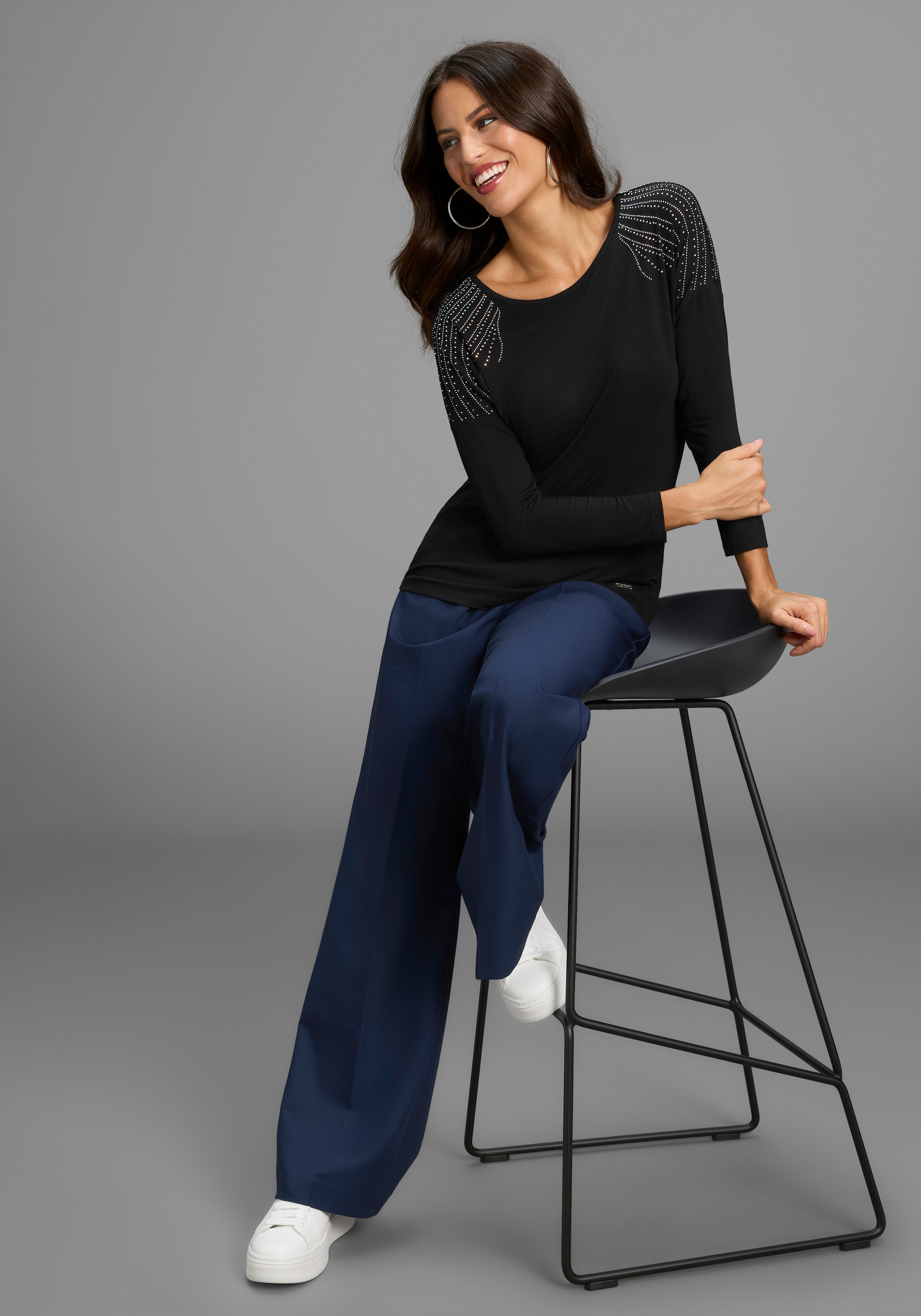 Laura Scott 3/4-Arm-Shirt mit Glitzersteinchen-Detail - NEUE KOLLEKTION