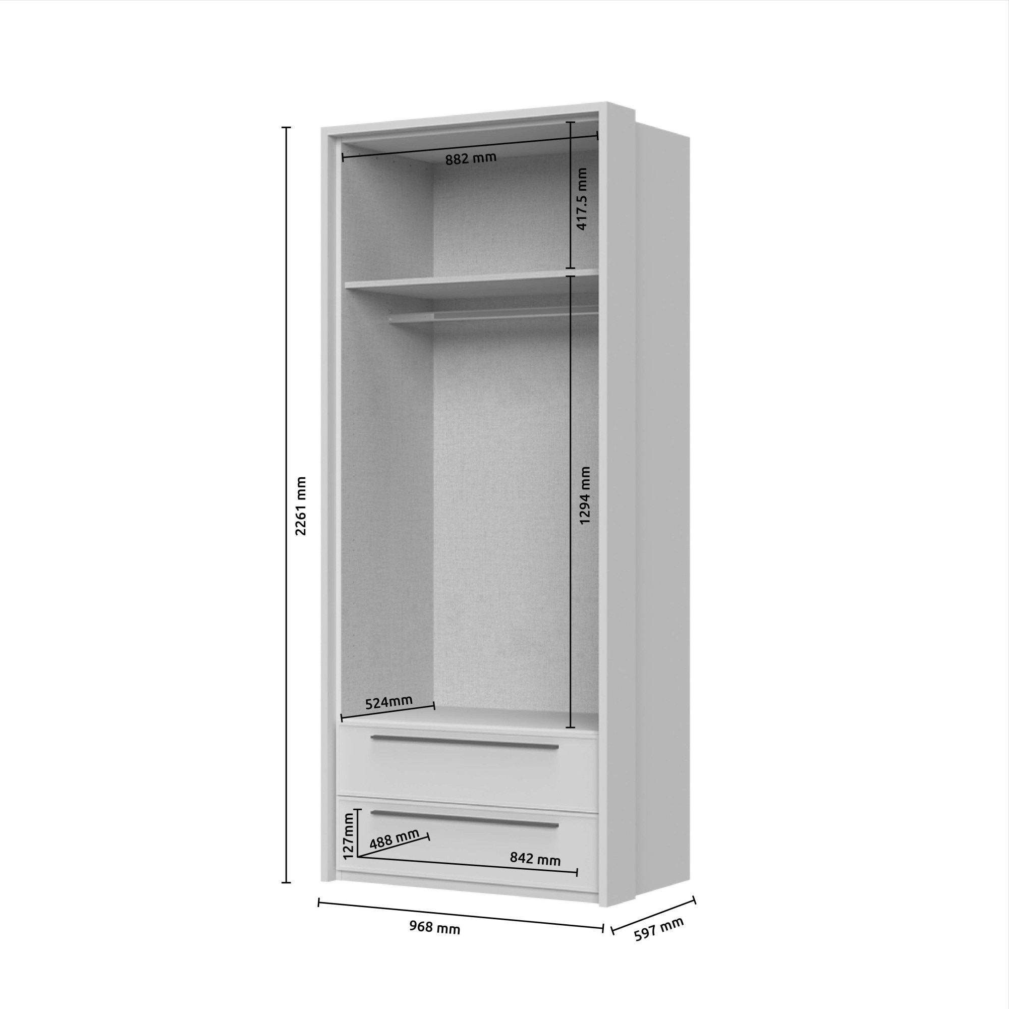 Places of Style Drehtürenschrank »Opera mit oder ohne Kranz inkl. LED-Bel.,B92,137,182 oder 227 cm«, UV lackiert, Soft Close Funktion, Höhenverstellbare Füße