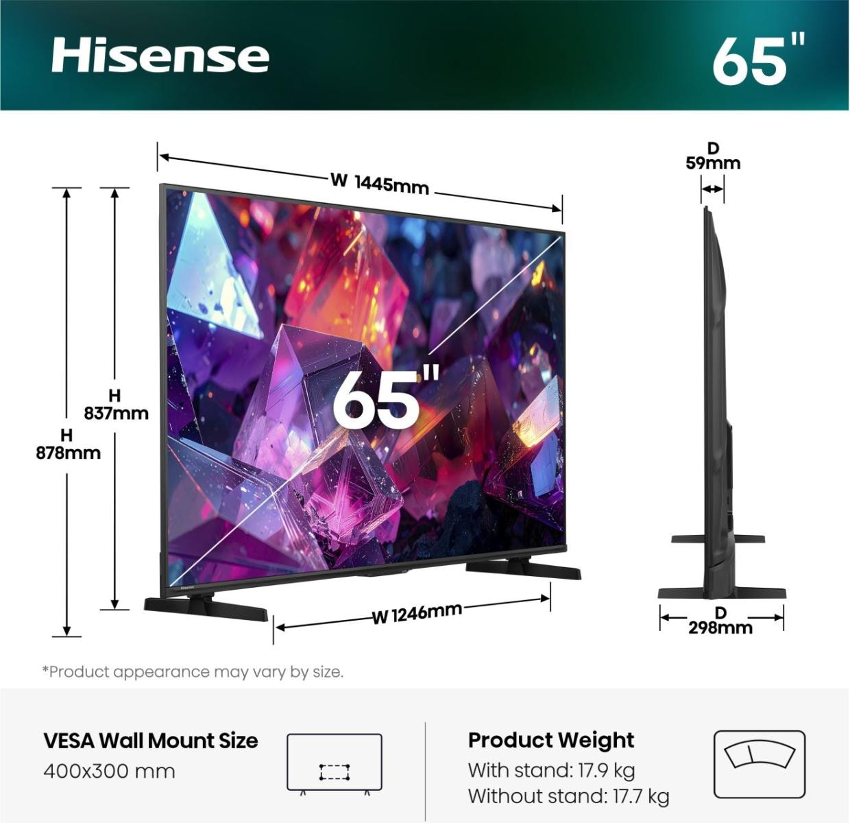 Hisense QLED-Fernseher »65E7S PRO« 164 cm/65 ″ Smart-TV