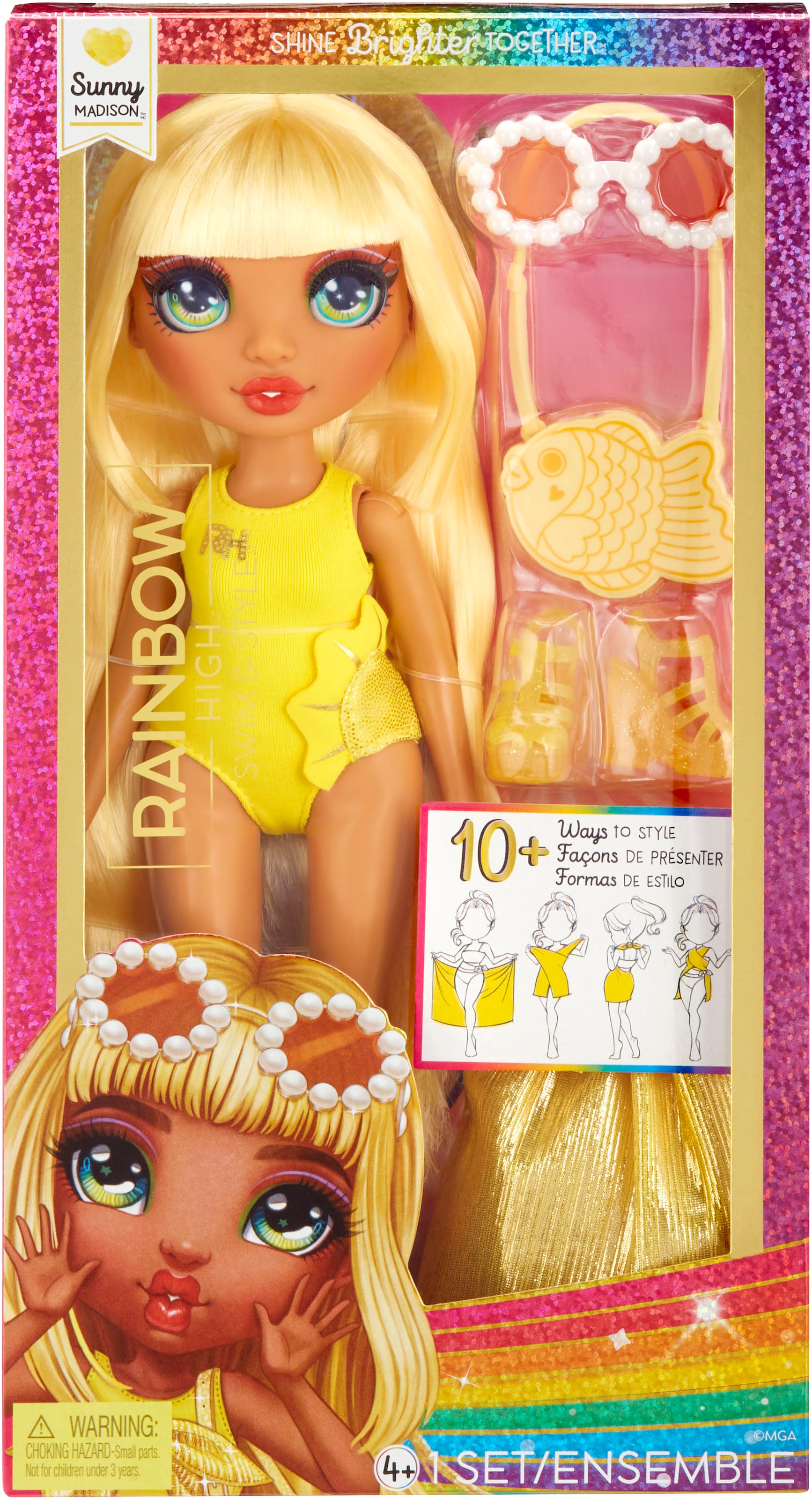 RAINBOW HIGH Anziehpuppe »Rainbow High Swim & Style Fashion Doll- Sunny (Yellow)«