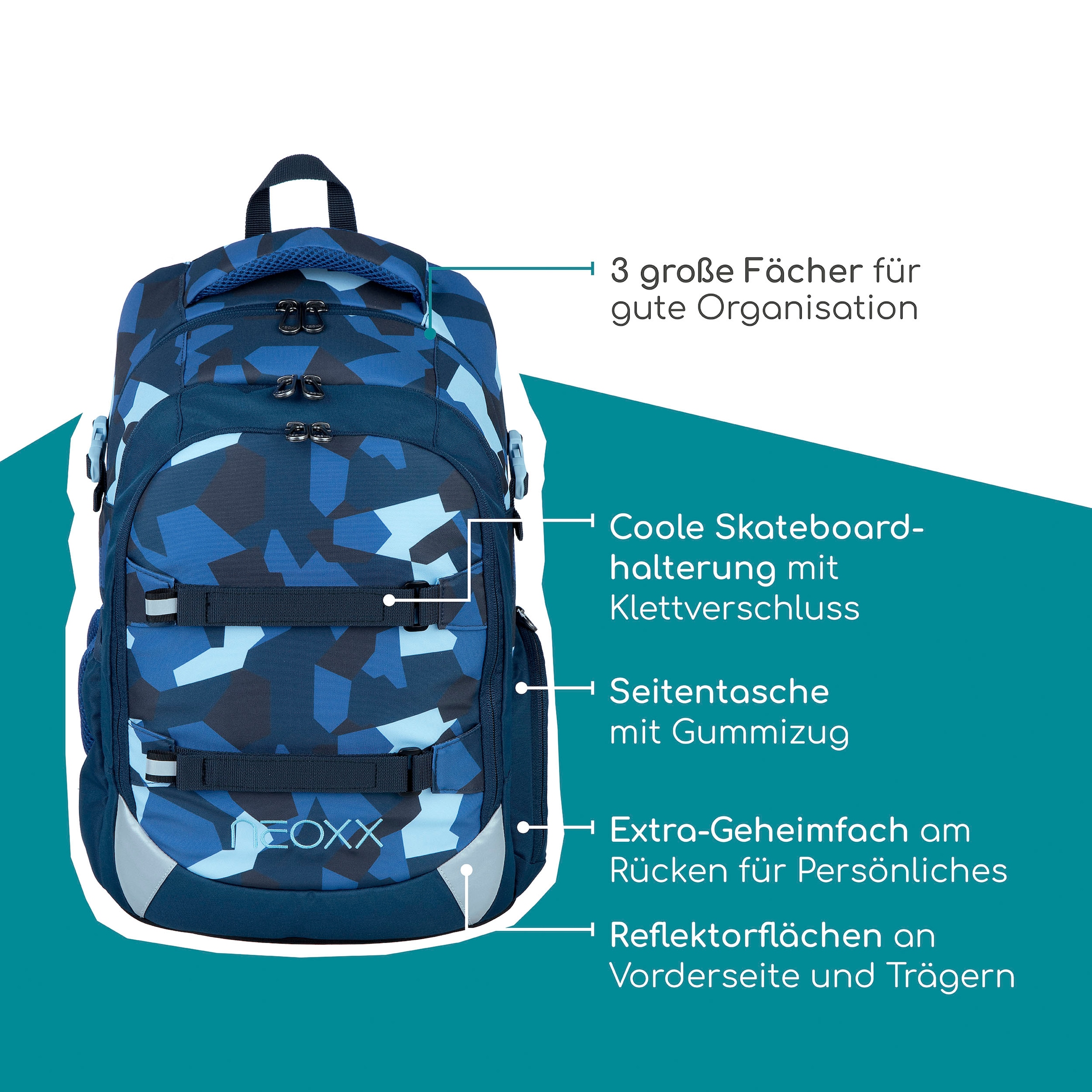 neoxx Schulrucksack »Active Pro, Camo Nation«