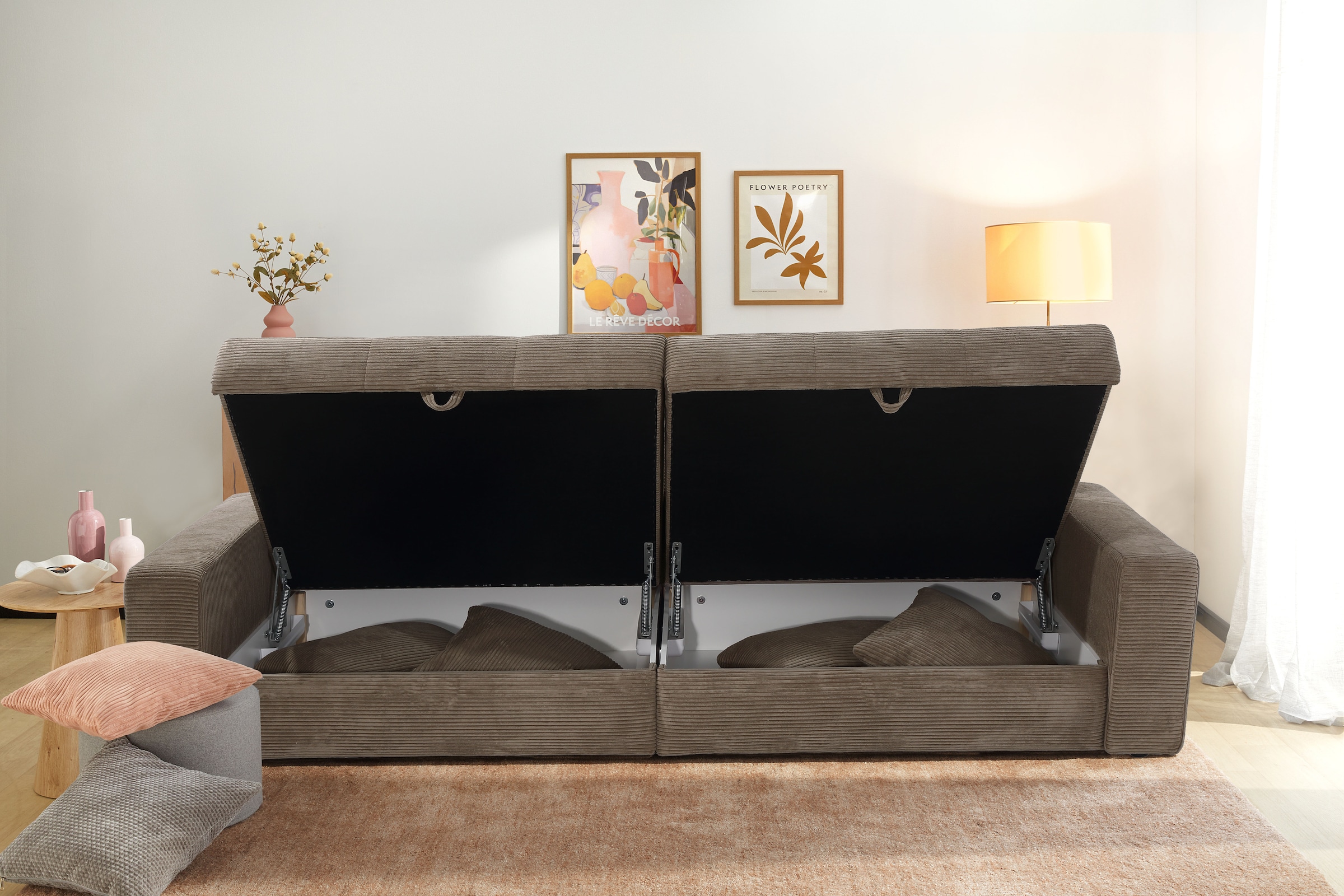 Jockenhöfer Gruppe Big-Sofa »Space XL, B: 284 cm« Mega-Sofa mit Bettkasten & 4 Zierkissen