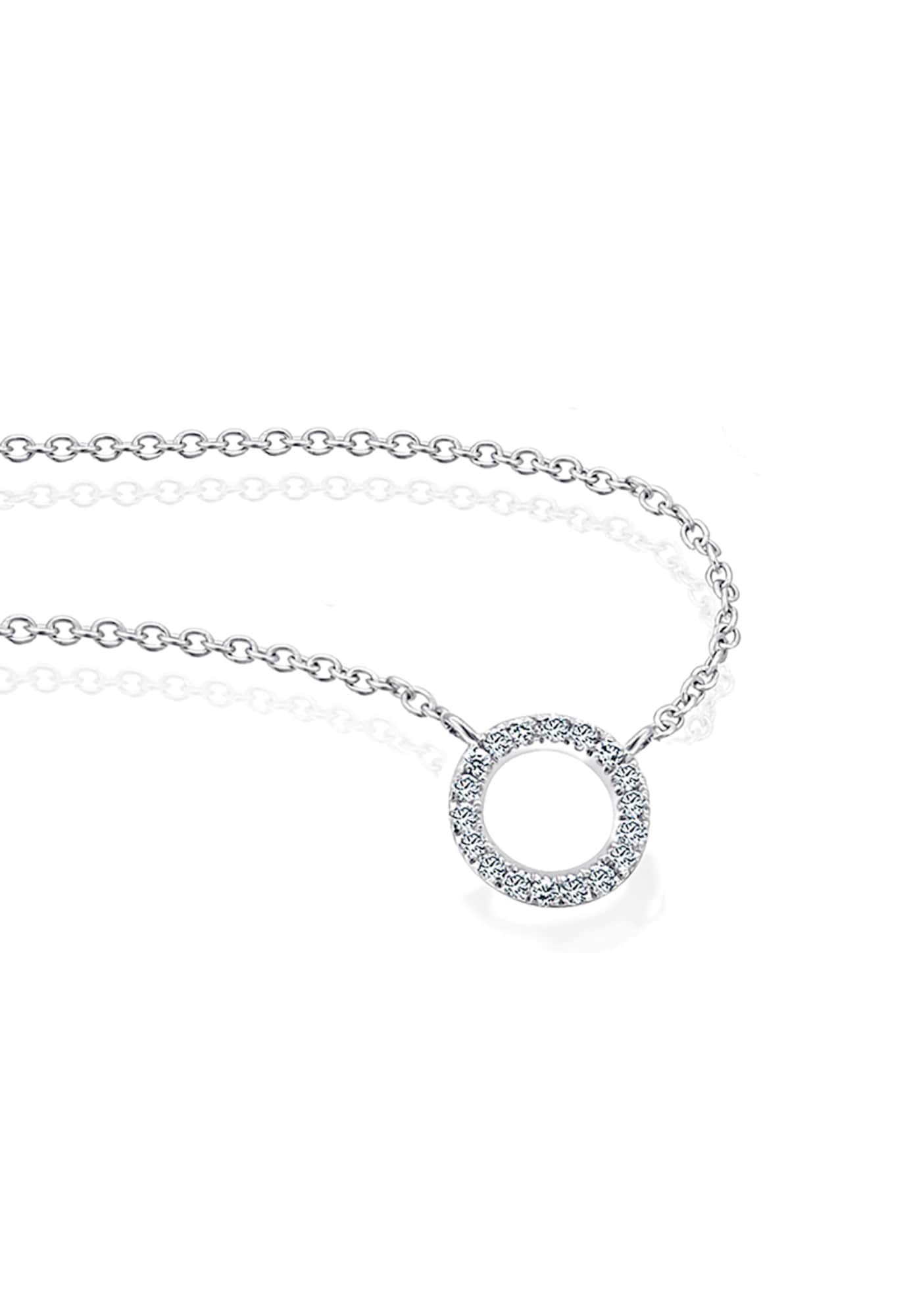 Goldkette »0.08 ct Diamant Brillant Halskette aus 585 Weißgold  45 cm«