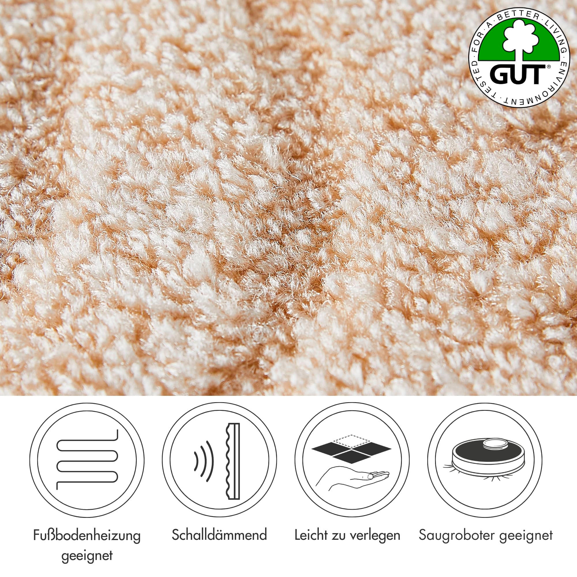 Andiamo Teppichboden »Emmy, Strukturschlinge, Made in Belgium«, rechteckig, 9 mm Höhe, gemustert, Breite 400 cm, Hoch-Tief Effekt, pflegeleicht, Wohnzimmer