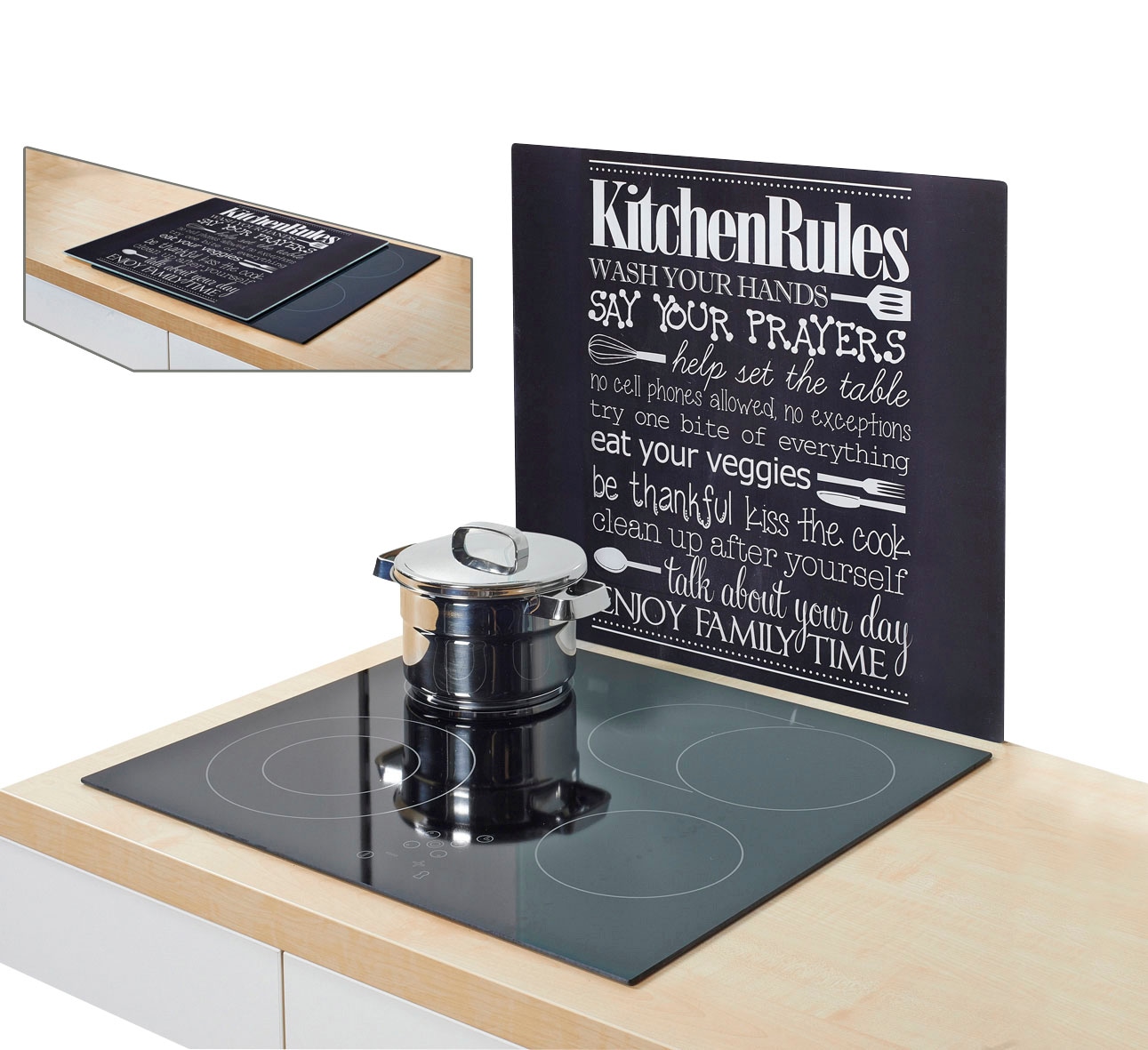 Zeller Present Herdblende-/Abdeckplatte »Kitchen Rules« Klett & Flausch Befestigung,
