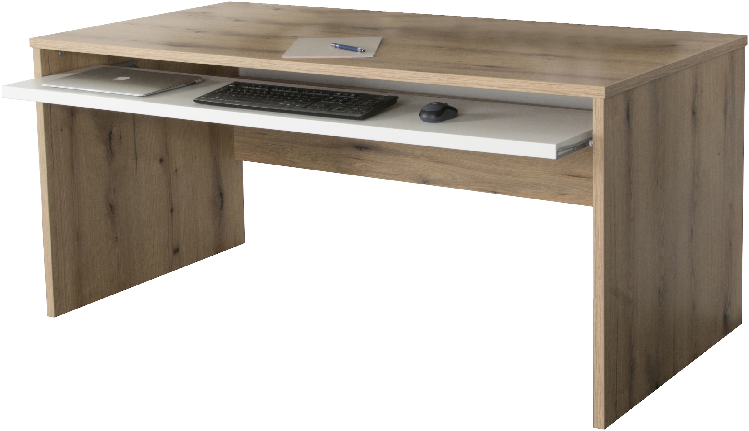 VOGL Möbelfabrik Schreibtisch »Barrie mit 2-farbigem Tastaturauszug« in 2 Breiten, 2,5 cm Tischplattenstärke, Made in Germany