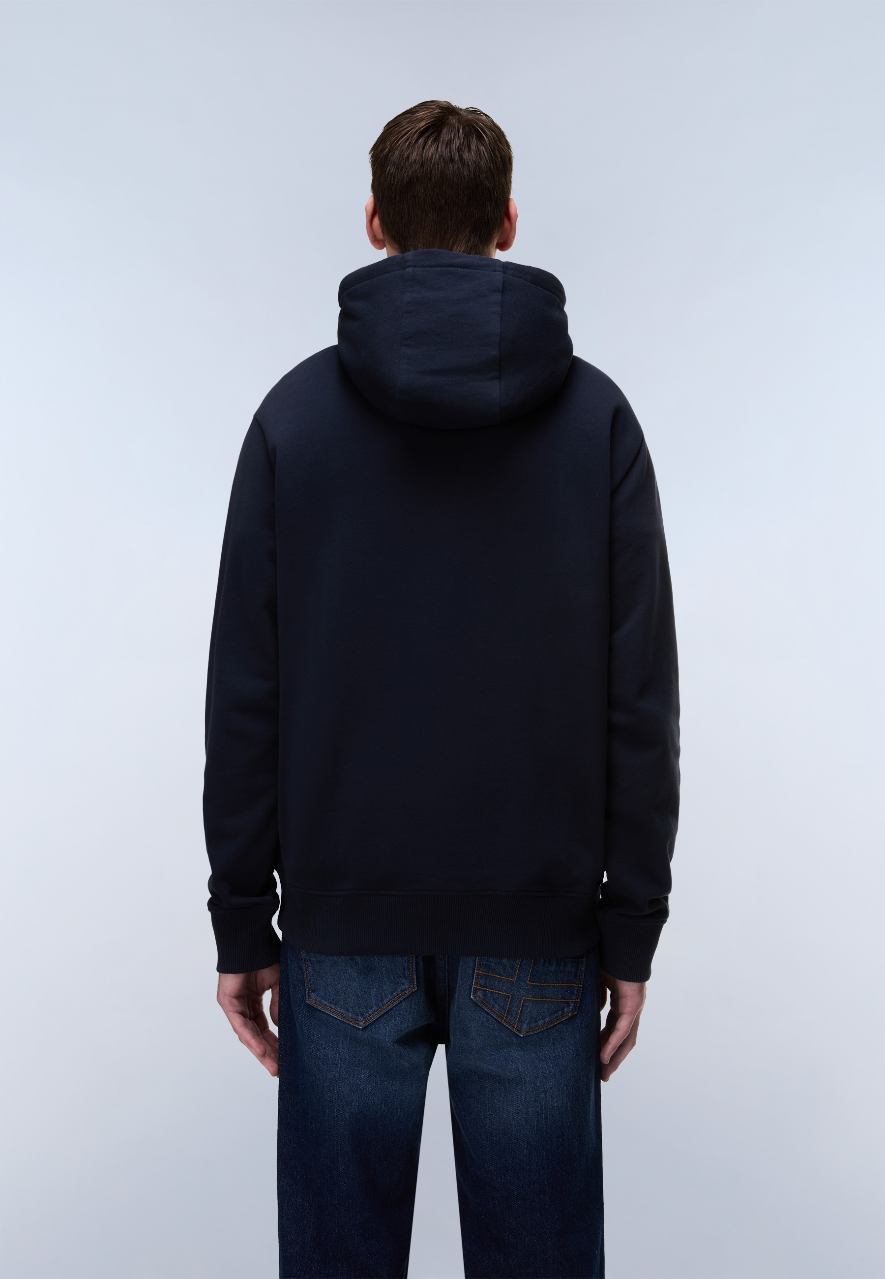 Napapijri Kapuzensweatshirt »BALIS H SUM BLU MARINE«, Mit Markenlabel an der Seite; mit Rippbündchen an Saum und Ärmeln
