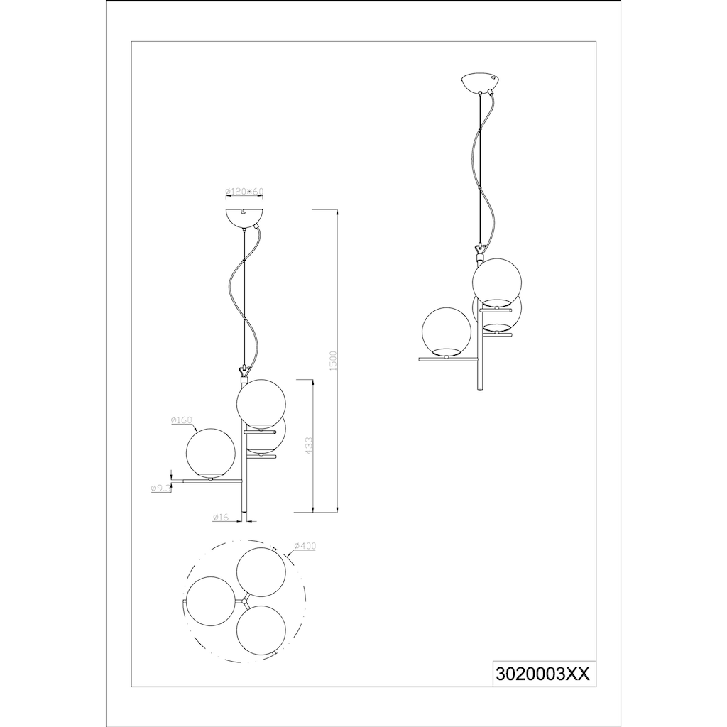 TRIO Leuchten Pendelleuchte »Pure«, 3 flammig-flammig