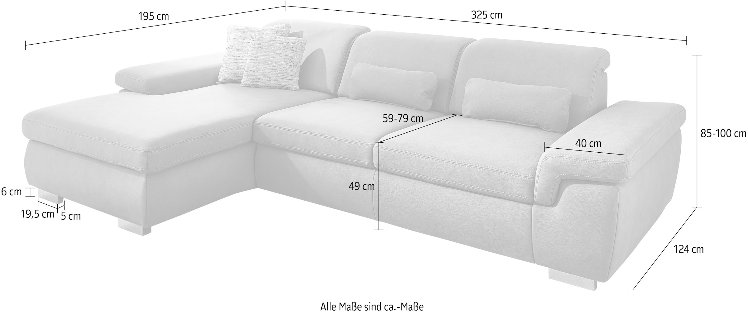 Die PlanBar Ecksofa »MP-IN17041 L-Form« mit Sitztiefenverstellung, optional Kopfteilverstellung & Bettfunktion