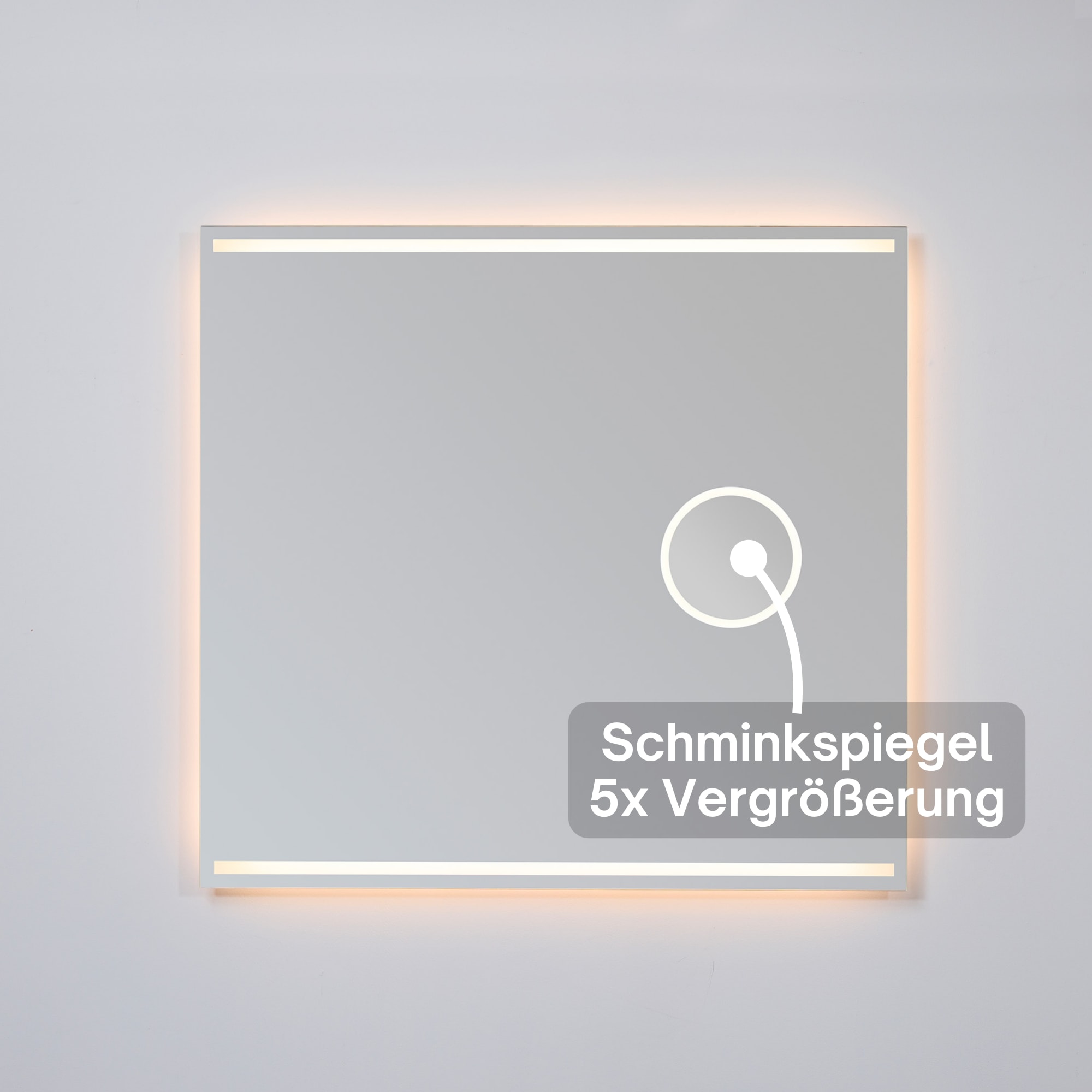 Loevschall Badspiegel »Focus, Spiegel mit Beleuchtung, Integrierter Schminkspiegel«, LED licht, Dänisches Design, Lichtspiegel, x5 Vergrößerung