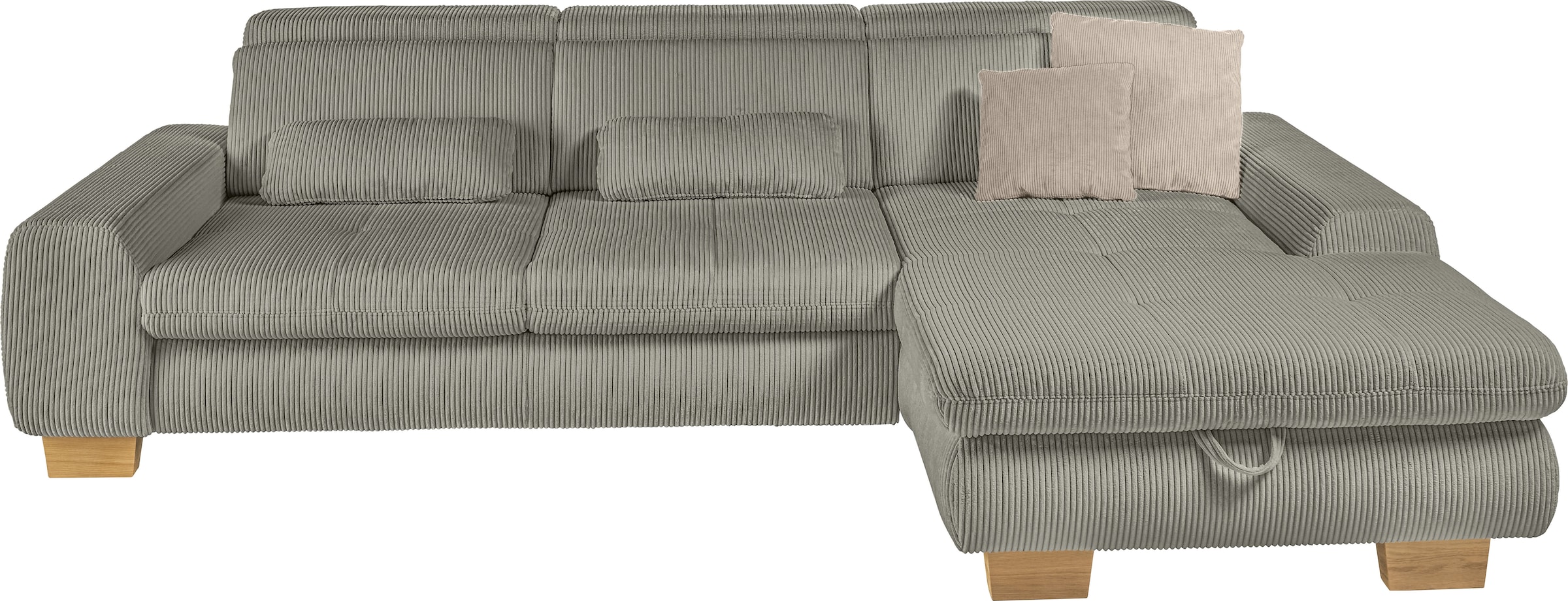 set one by Musterring Ecksofa whlw. mit Funktion, Kaltschaum, in Cord, lind, Sitzhöhe 49