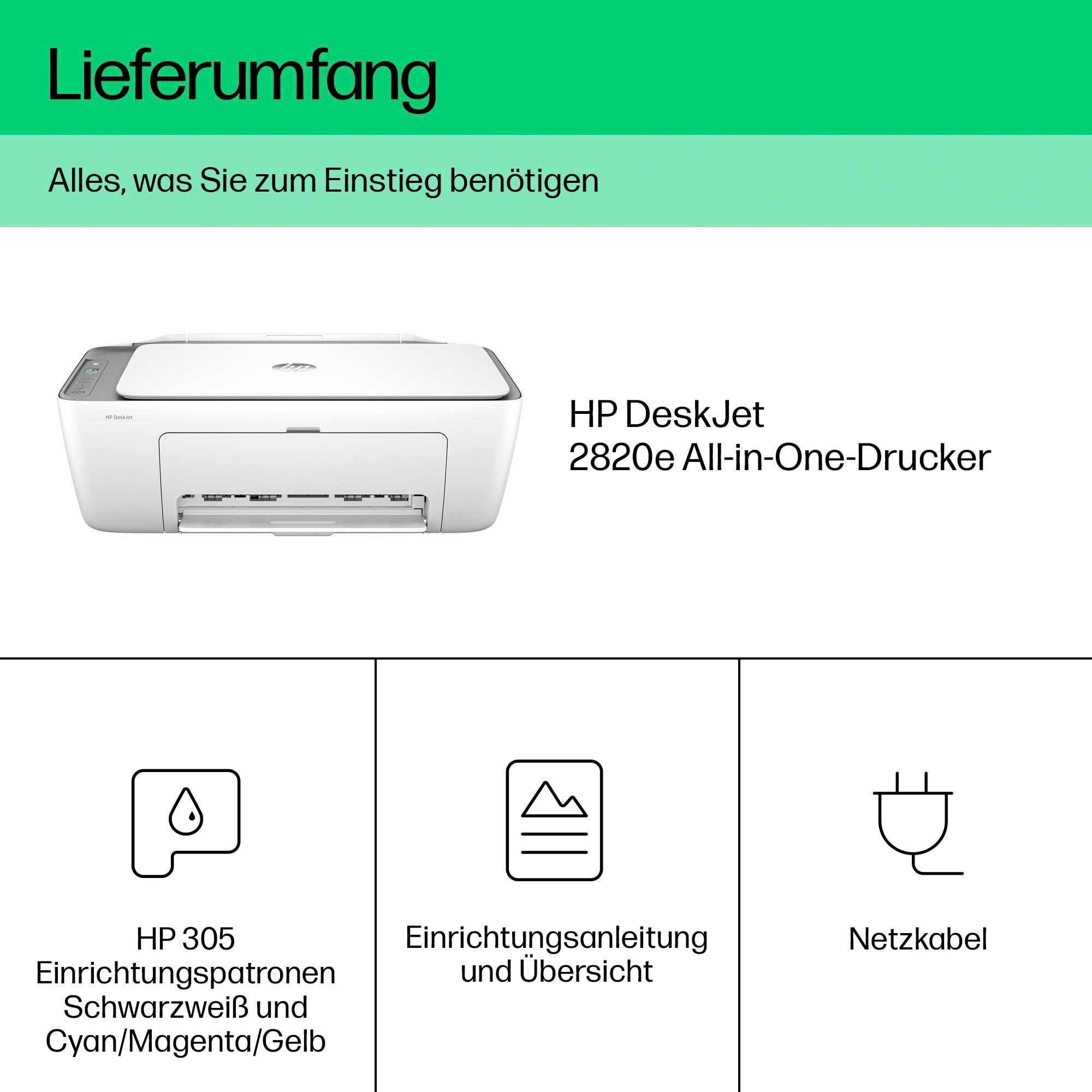 Jahre XXL »DeskJet Garantie HP 3 kompatibel 2820e«, | HP UNIVERSAL Multifunktionsdrucker Ink ➥ Instant