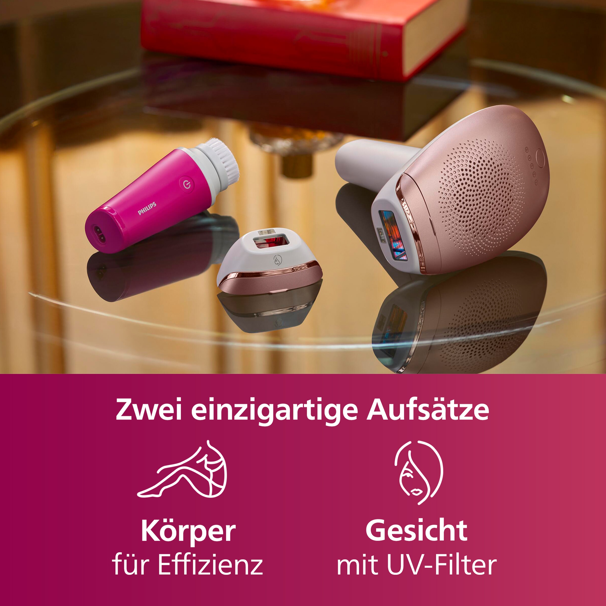 Philips IPL-Haarentferner »Lumea S7000 BRI924/00«, 250000 Lichtimpulse, 2 Aufsätze (Körper und Gesicht), inkl. Visa Pure Mini-Gesichtsbürste