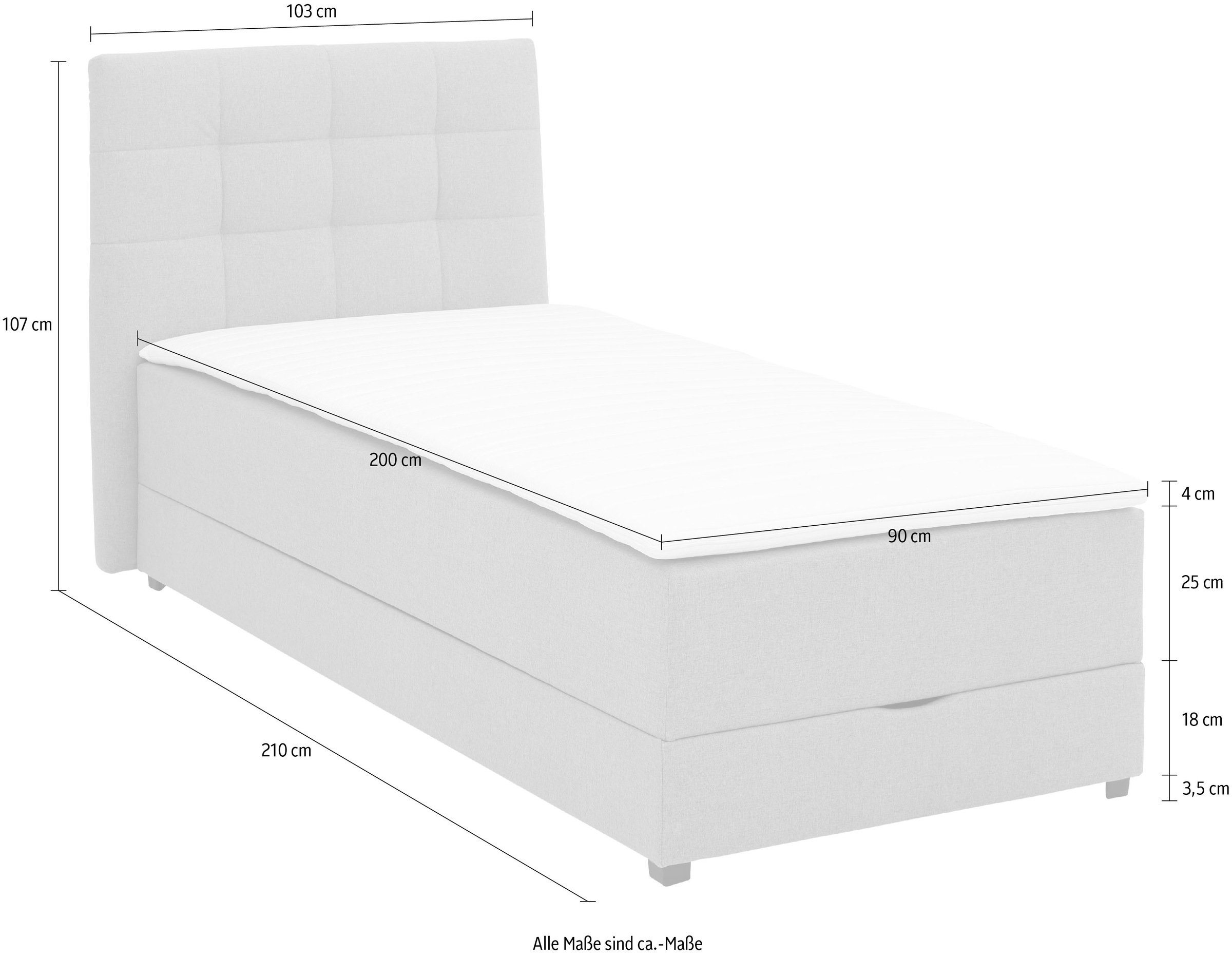 Lüttenhütt Boxbett »Mieke«, incl. Bettkasten und Topper, Bezug imprägniert, 2 Breiten