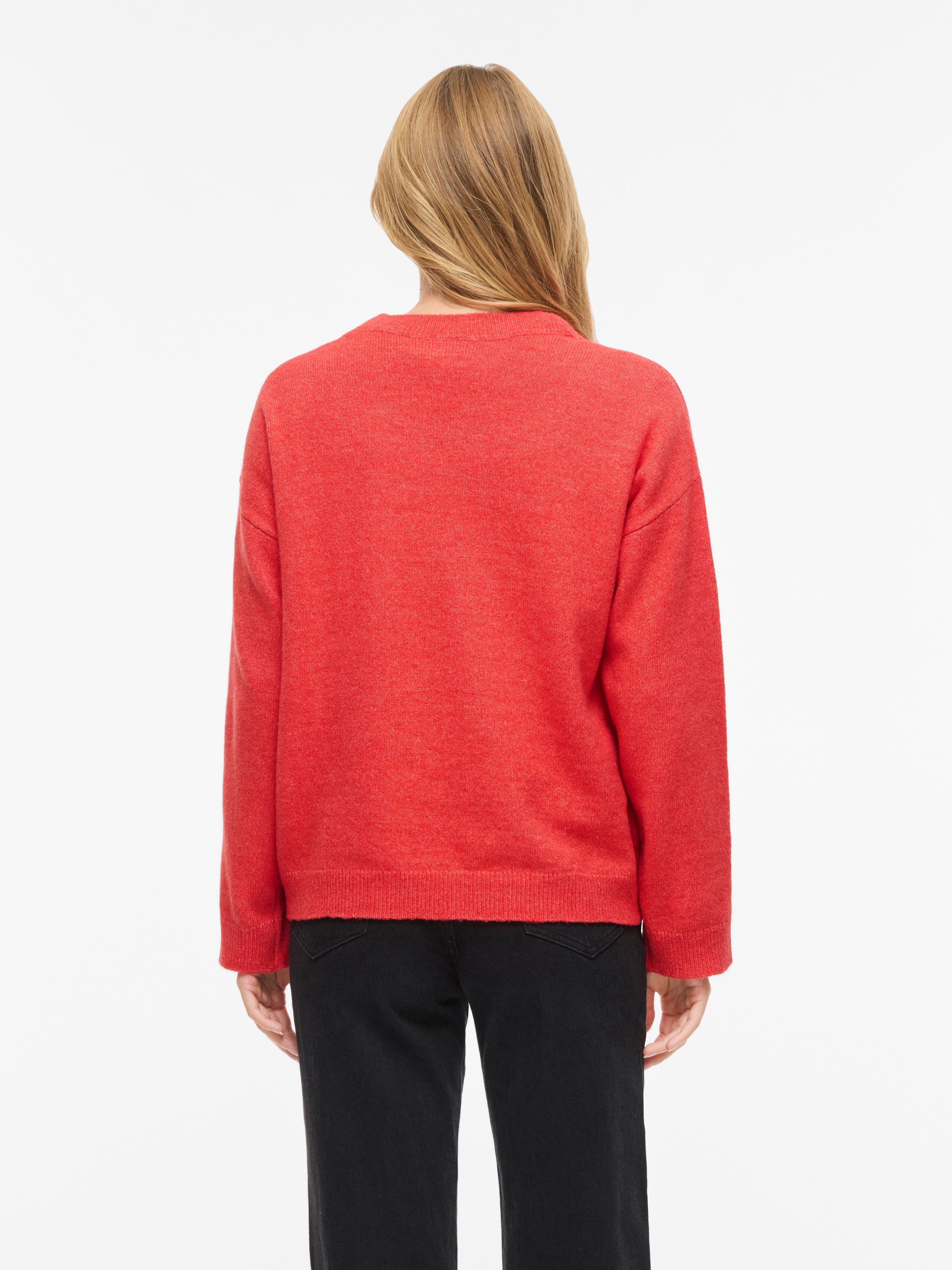 Vila Strickpullover »VILIGA L/S O-NECK KNIT TOP - NOOS« Materialmix, relaxed fit