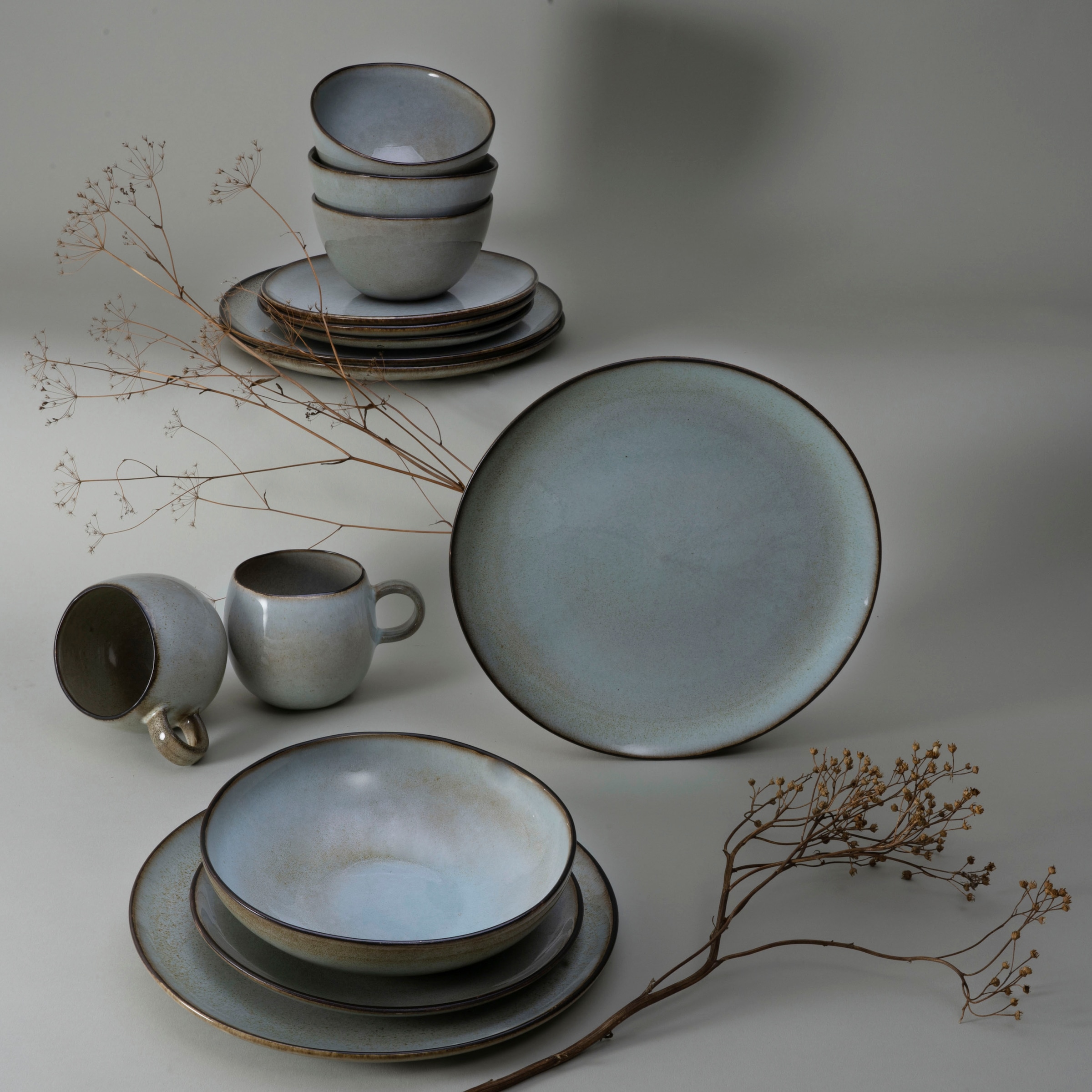 CreaTable Kombiservice »Geschirr-Set Stone Town«, (Set, 8 tlg., Kaffeeservice und Tafelservice im Set, für 2 Personen), Service, organische Form, Handmade Charakter, 8 Teile, für 2 Personen