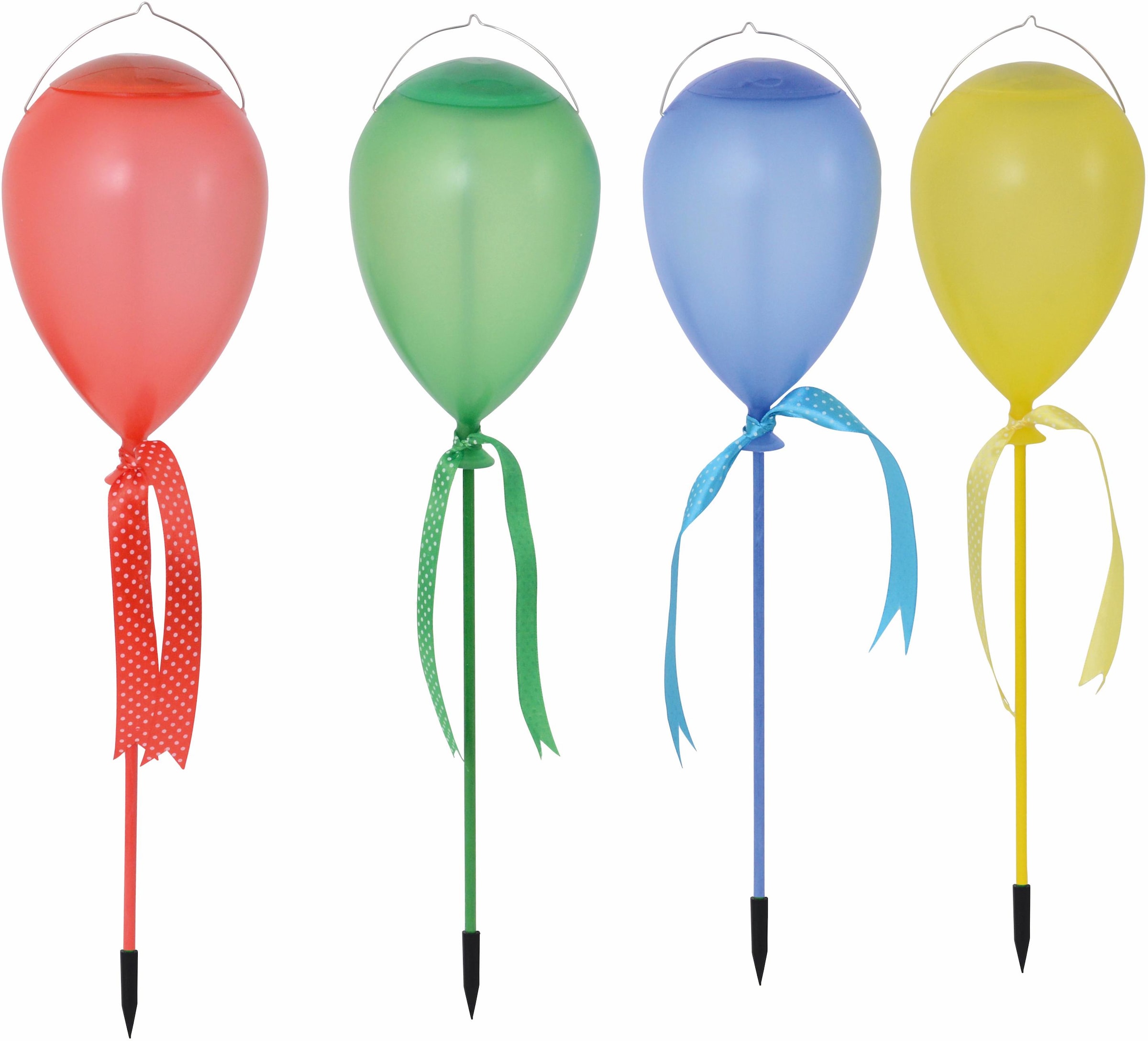 näve LED Gartenleuchte »4er-Set LED Deko-Solar "Ballon"«, als Spieß oder hängend, incl. 1x LED 0,06W, Bunt, Material: Kunststoff