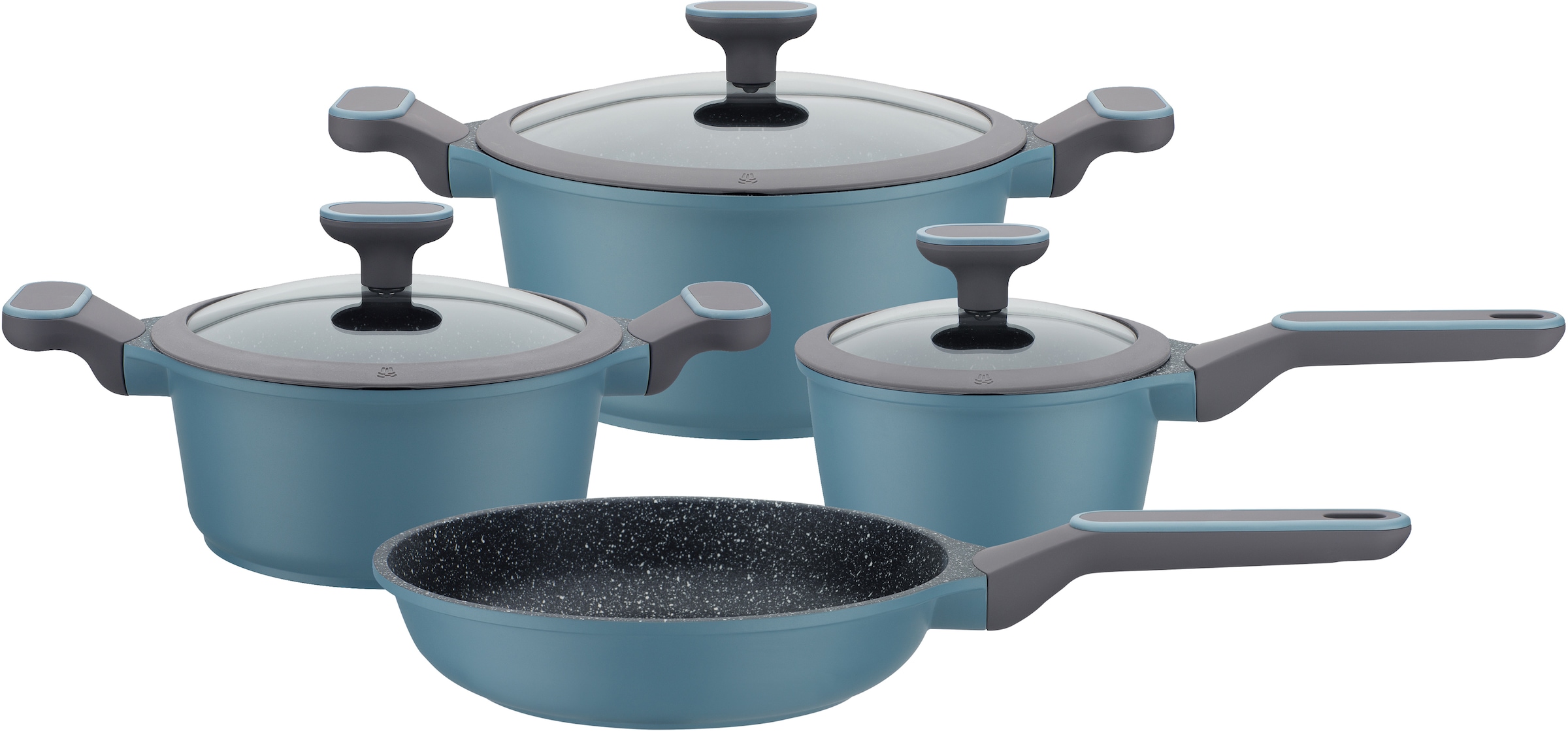 GSW Topf-Set »Blue Granit«, XXL Induktion 7 3 mit Jahren Aluminiumguss, (Set, Garantie tlg.)