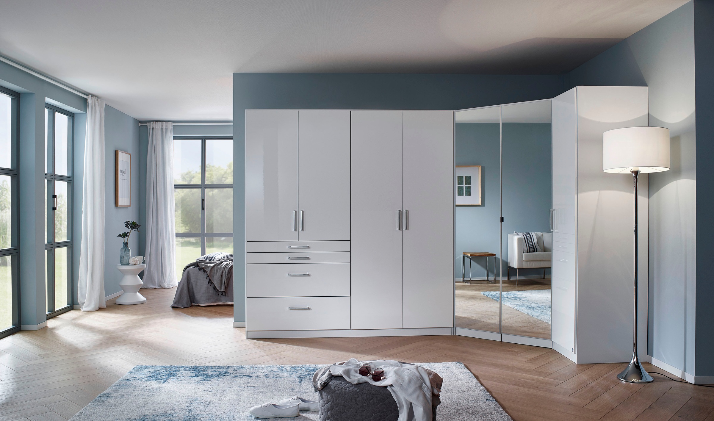 rauch Schrank-Set »Kleiderschrank Schrank Garderobe Garderobenschrank Eckschrank HOMBURG«, viel Stauraum, oberer Schubkasten mit Einteilung MADE IN GERMANY
