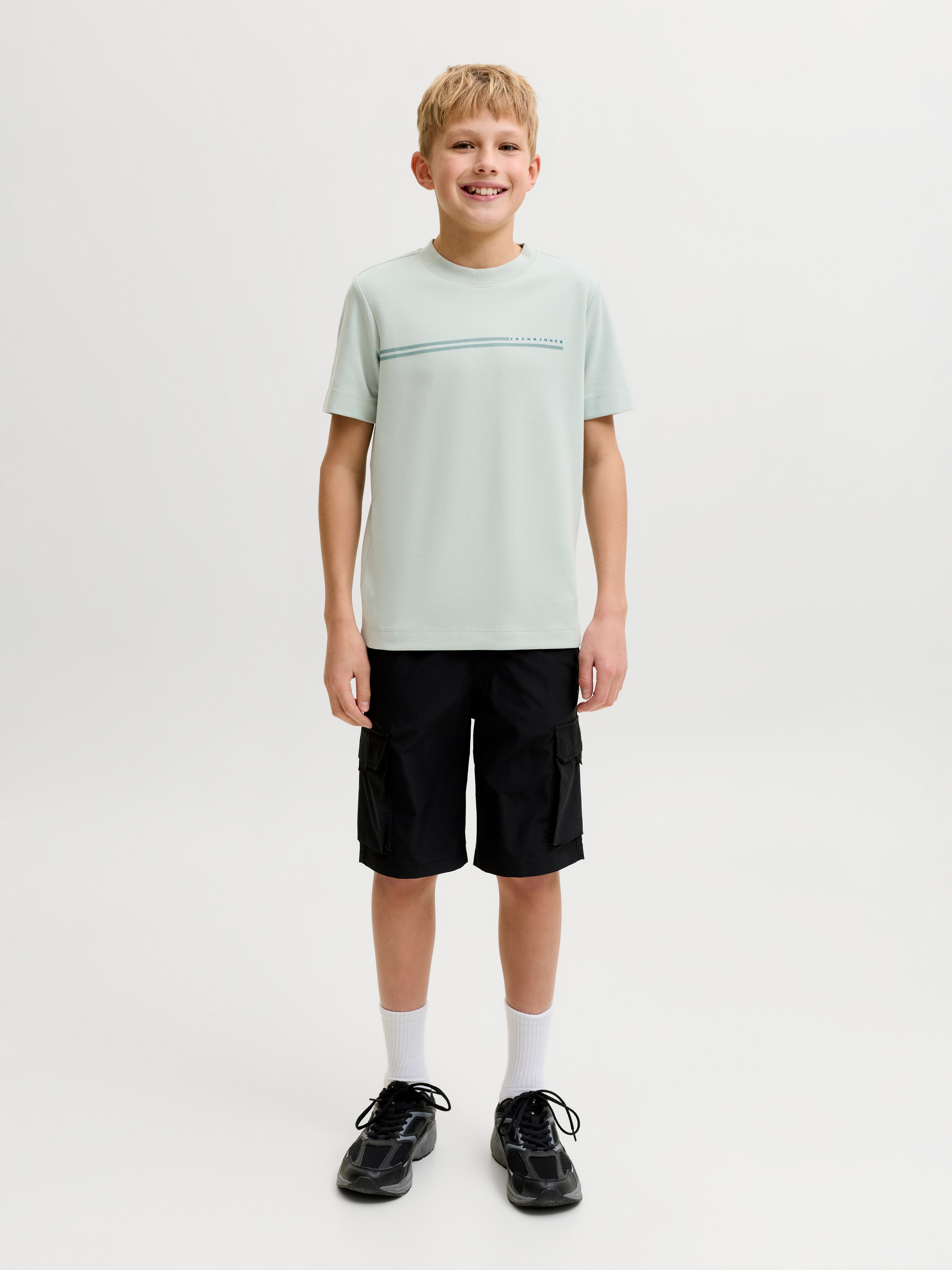 Jack & Jones Junior T-Shirt »JCOFUSION CHEST BRAND TEE SS CN JNR« Materialmix, regular Fit, Kurzarm