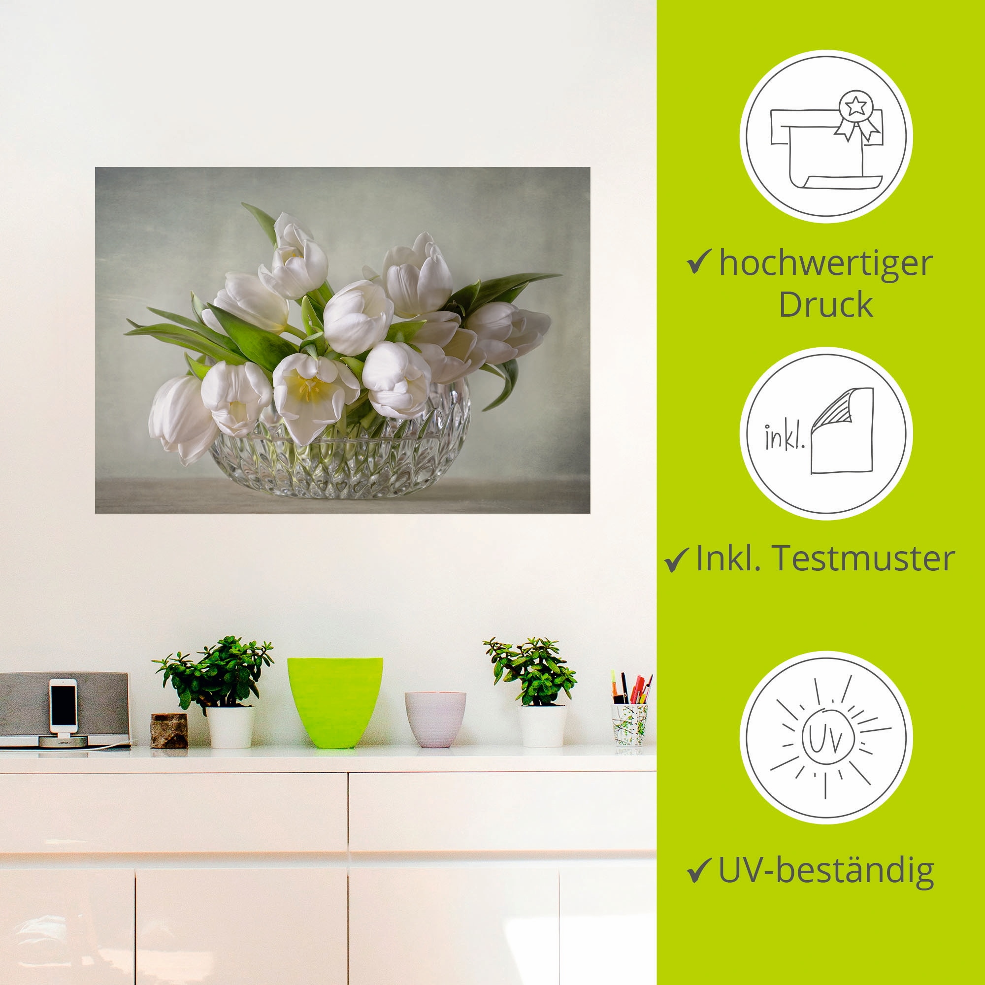 Artland Wandbild »Weiße Tulpen«, Blumen, (1 St.), als Leinwandbild, Poster, Wandaufkleber in verschied. Größen