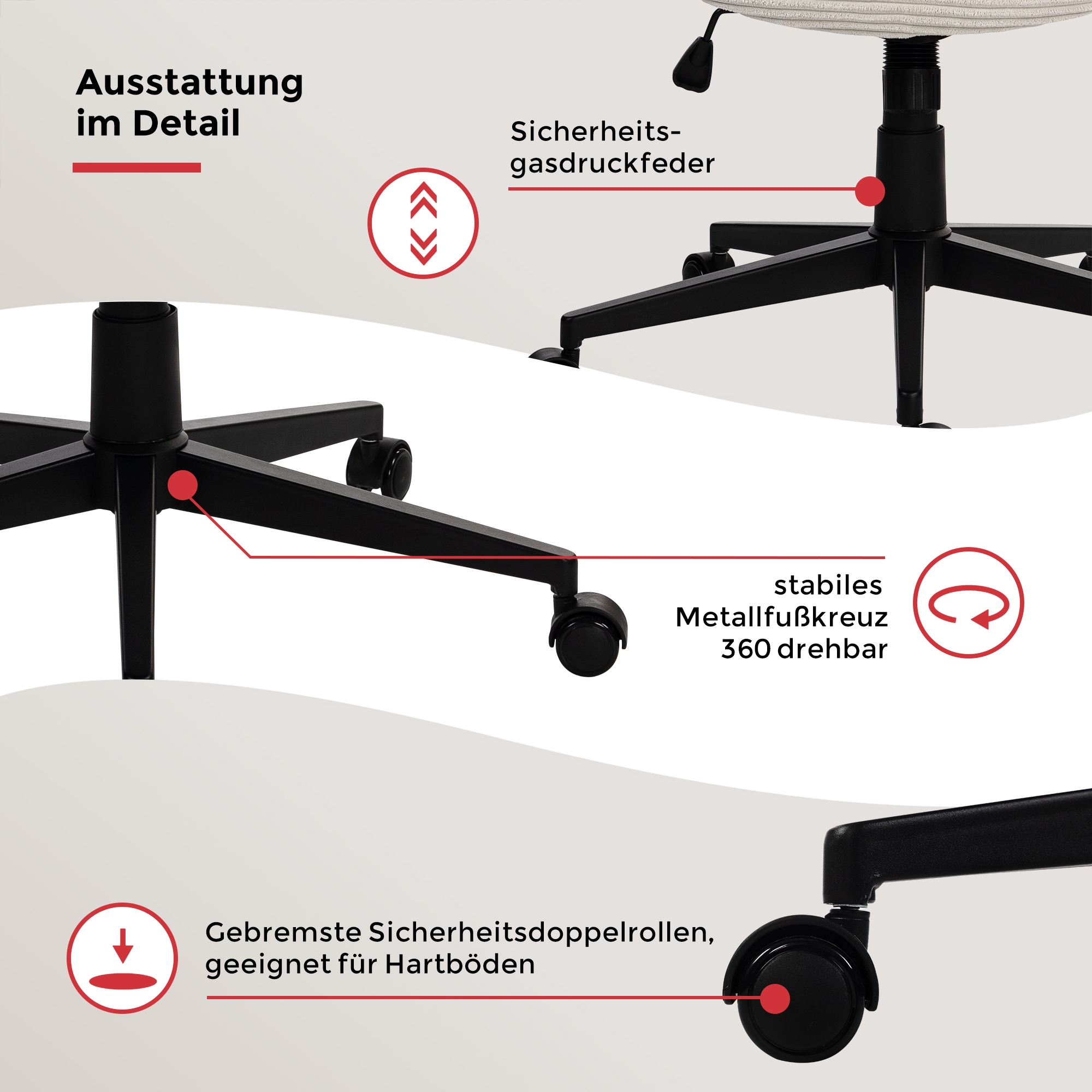 Duo Collection Drehstuhl »Tilo« () 1 Stk.Sitzhöhenverstellung, Wippmechanik, Sicherheitsdoppelrollen