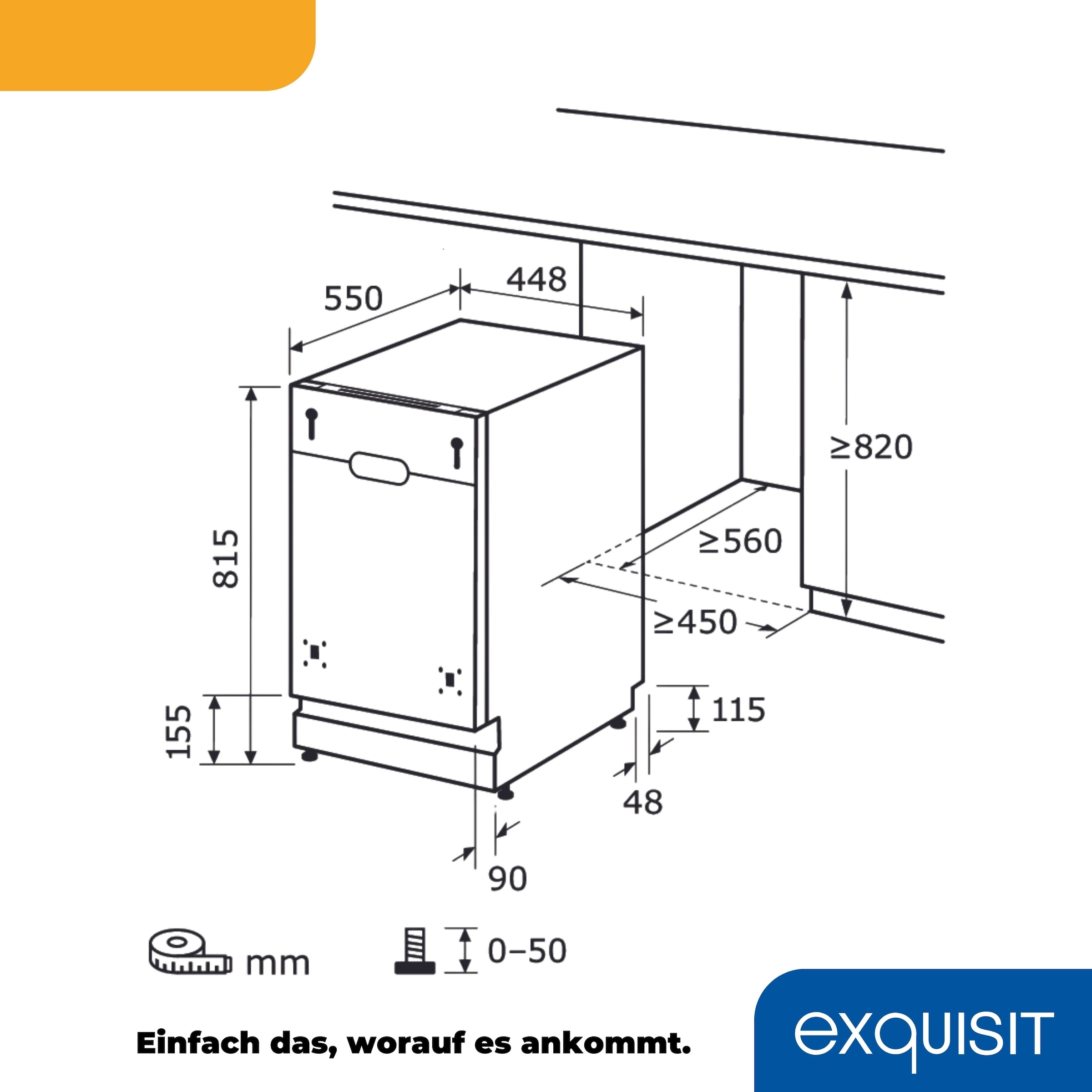 exquisit vollintegrierbarer Geschirrspüler »EGSP2109-E-030E silber«, 9 Maßgedecke
