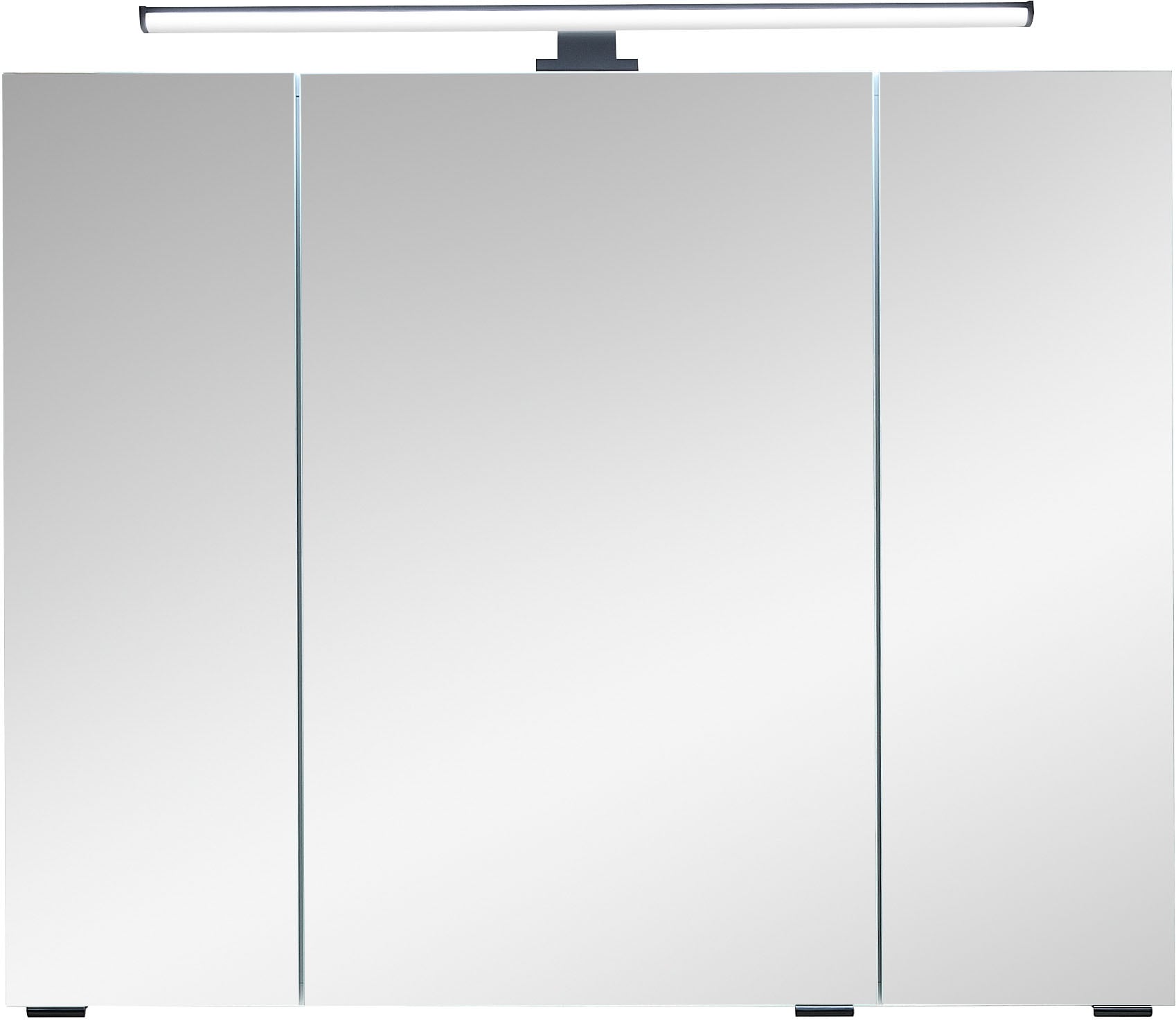 Saphir Badezimmerspiegelschrank »Quickset 500, 3 Türen, 80cm breit, LED-Aufsatzleuchte« inkl. Schalter und Steckdose